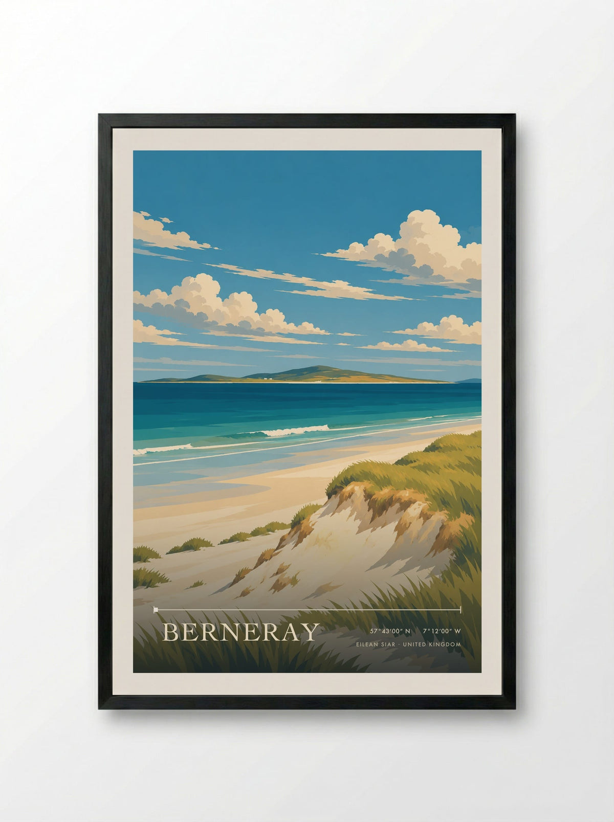 Berneray, Eilean Siar | Travel Poster - Framed Print Black