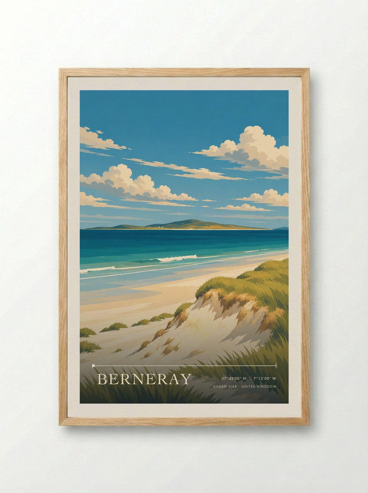 Berneray, Eilean Siar | Travel Poster - Framed Print Wood