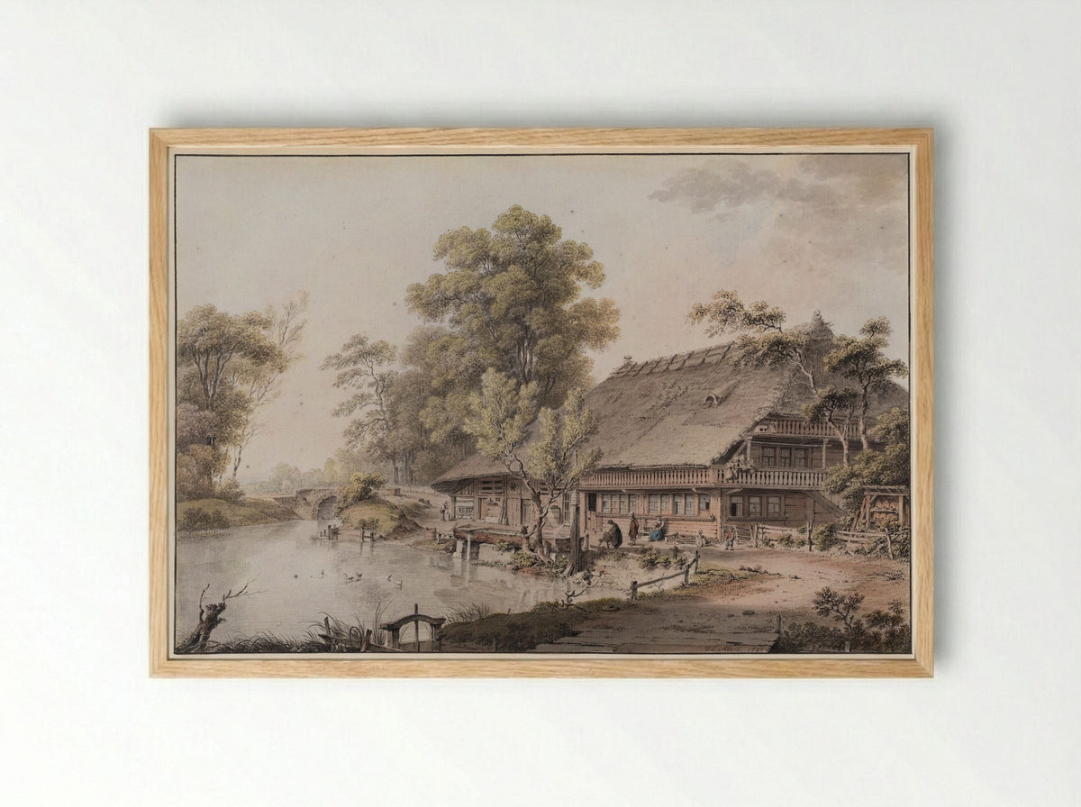 Bernese Farmhouse - Johann Ludwig Aberli - Framed Print Wood