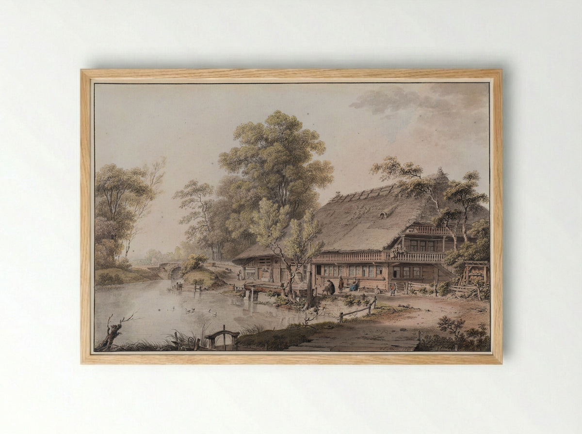 Bernese Farmhouse - Johann Ludwig Aberli - Framed Print Wood