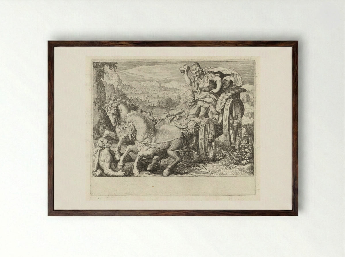 Beronica Exercises Revenge with a Stone - Zacharias Dolendo - Framed Print Dark Wood