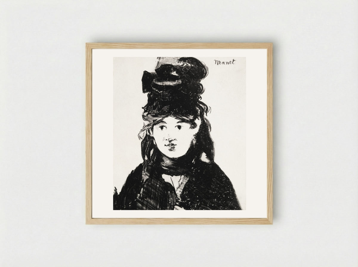 Berthe Morisot in Black - Édouard Manet - Framed Print Wood