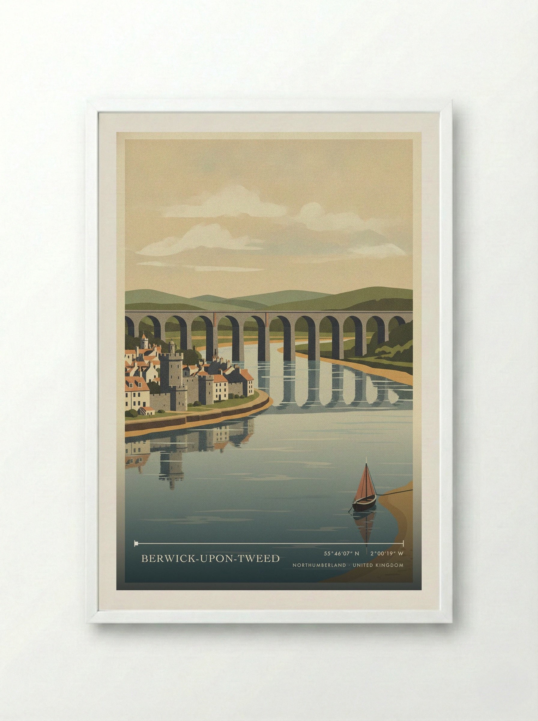 Berwick-Upon-Tweed Northumberland United Kingdom Travel Poster - Framed Print White