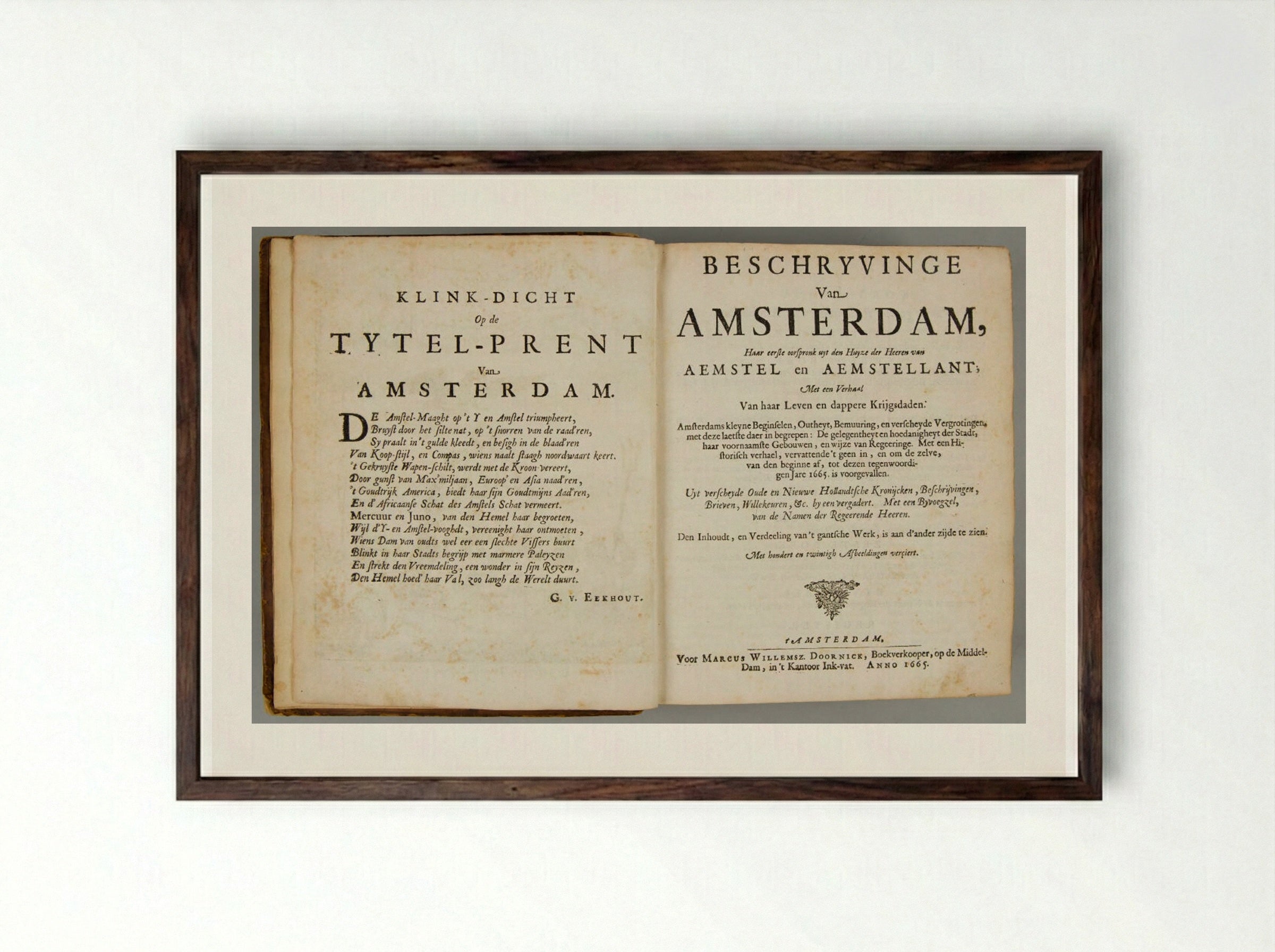 Beschryvinge van Amsterdam - Various Artists - Framed Print Dark Wood