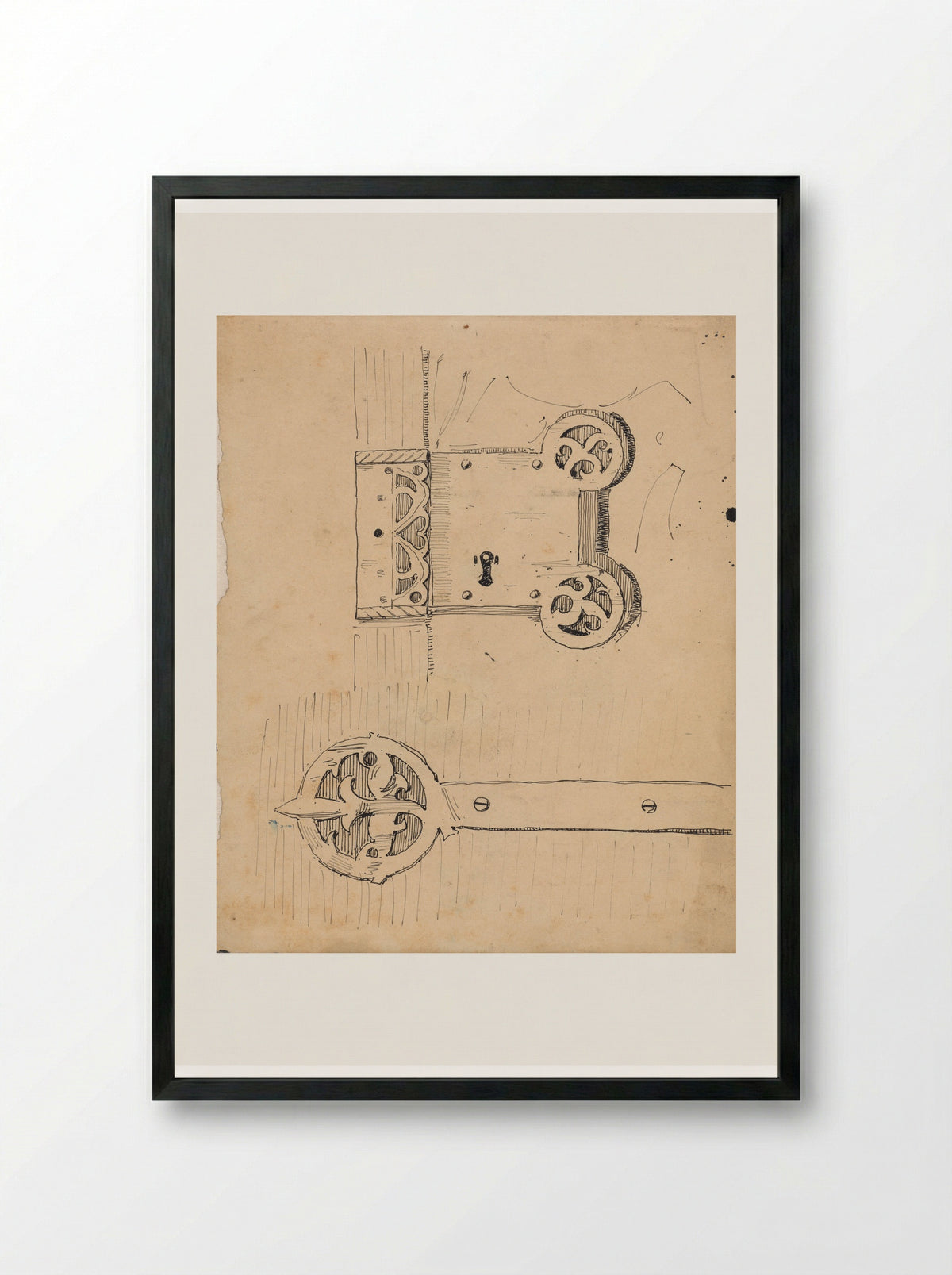 Beslag en slot (Metalwork and Lock Design) - Theo Nieuwenhuis - Framed Print Black