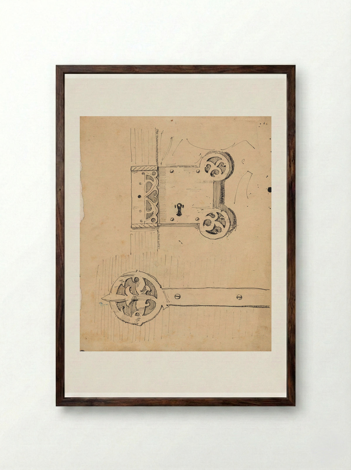 Beslag en slot (Metalwork and Lock Design) - Theo Nieuwenhuis - Framed Print Dark Wood