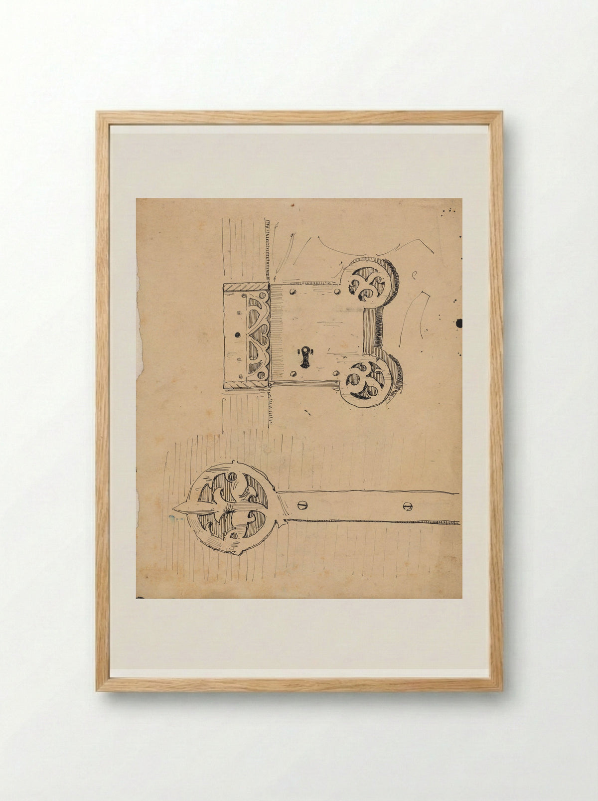 Beslag en slot (Metalwork and Lock Design) - Theo Nieuwenhuis - Framed Print Wood