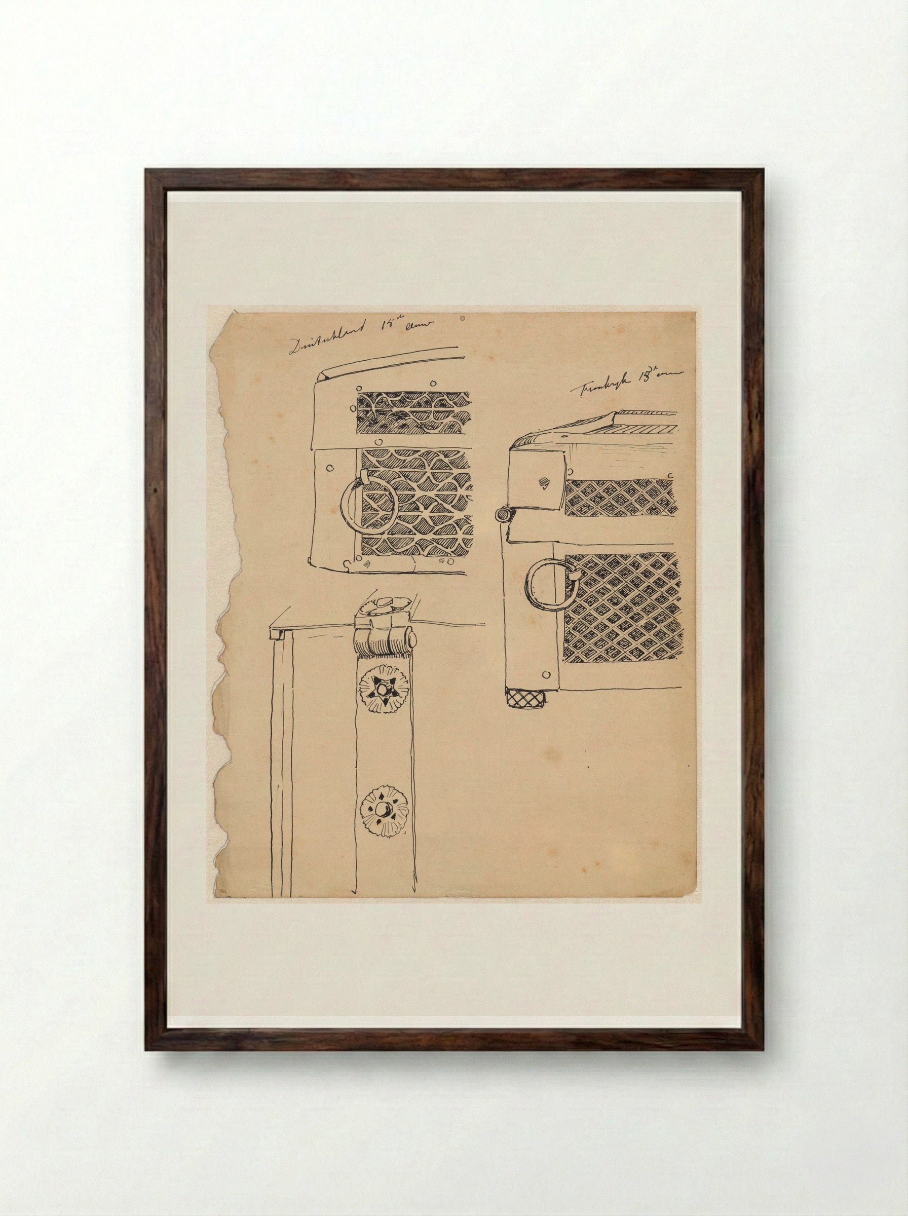 Beslagwerk op Duitse en Franse kisten - Theo Nieuwenhuis - Framed Print Dark Wood