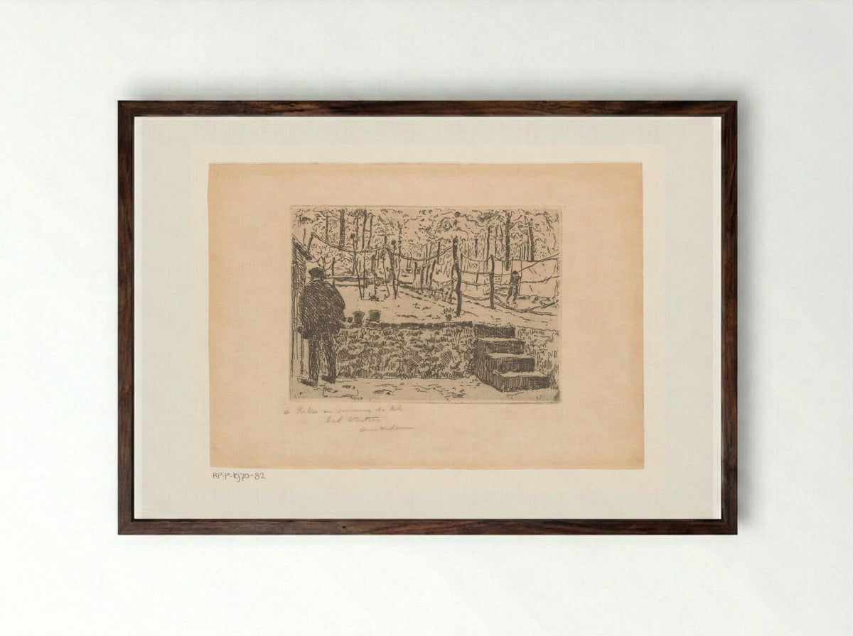 Besneeuwde tuin te Bosvoorde - Rik Wouters - Framed Print Dark Wood
