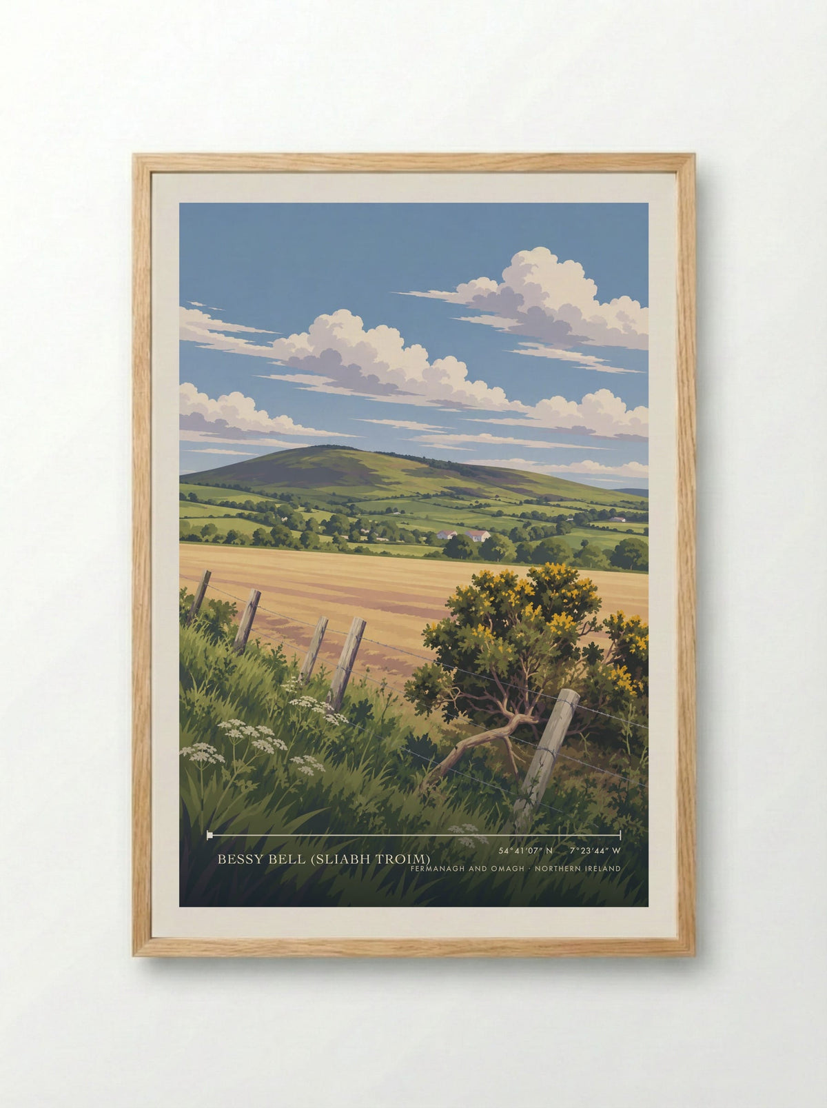 Bessy Bell (Sliabh Troim), Fermanagh and Omagh | Travel Poster - Framed Print Wood