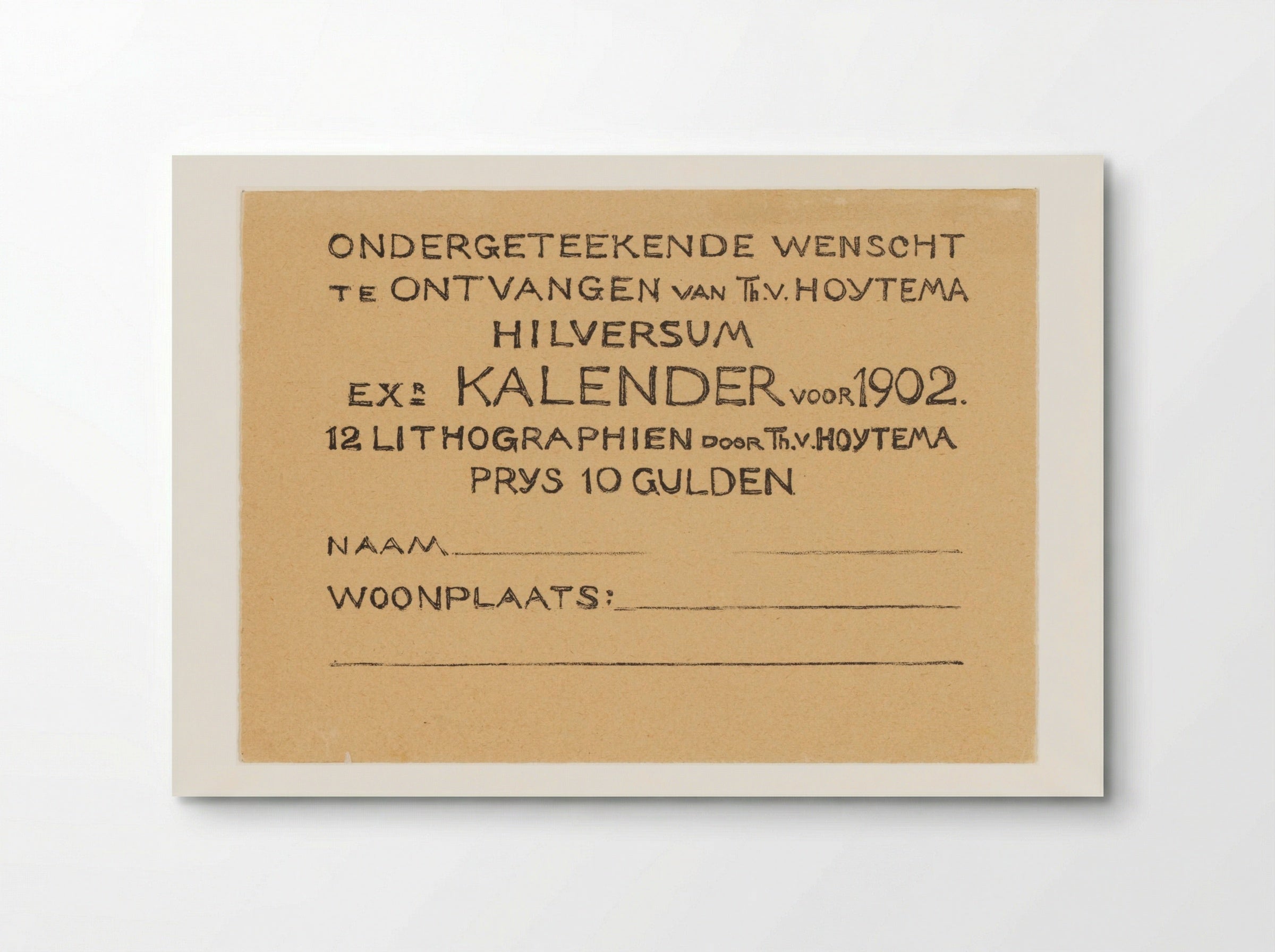 Bestelkaart voor kalender 1902 - Theo van Hoytema - Poster