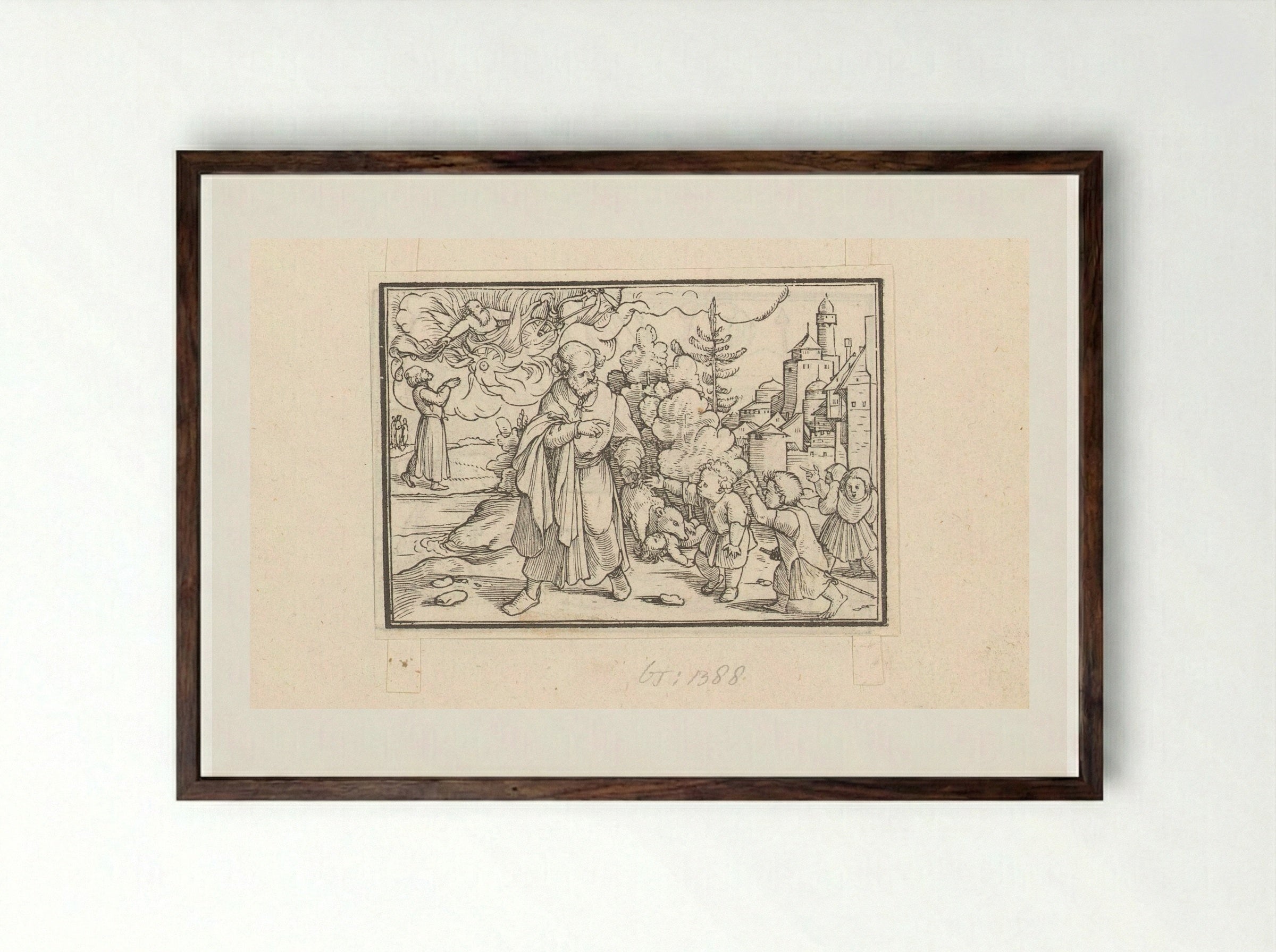 Bestraffing van de kinderen die Elisa bespotten - Veit Rudolf Specklin - Framed Print Dark Wood