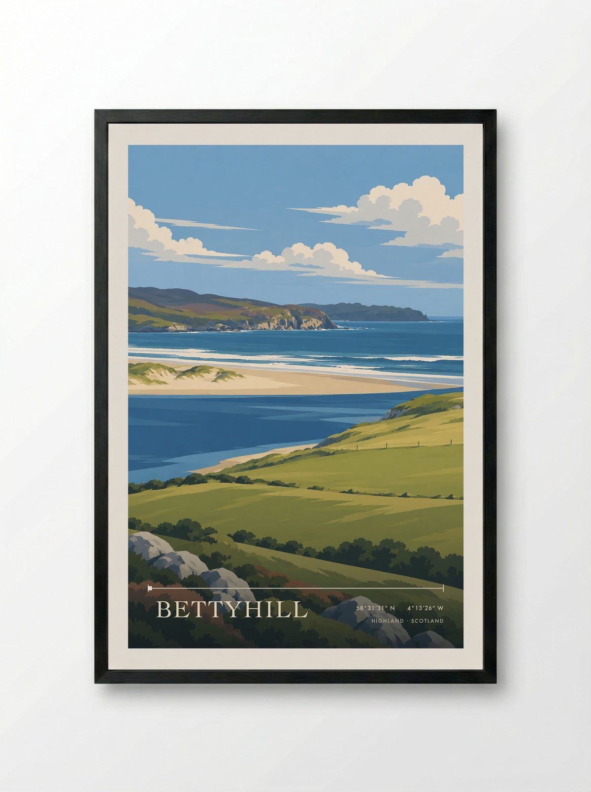 Bettyhill, Highland | Travel Poster - Framed Print Black