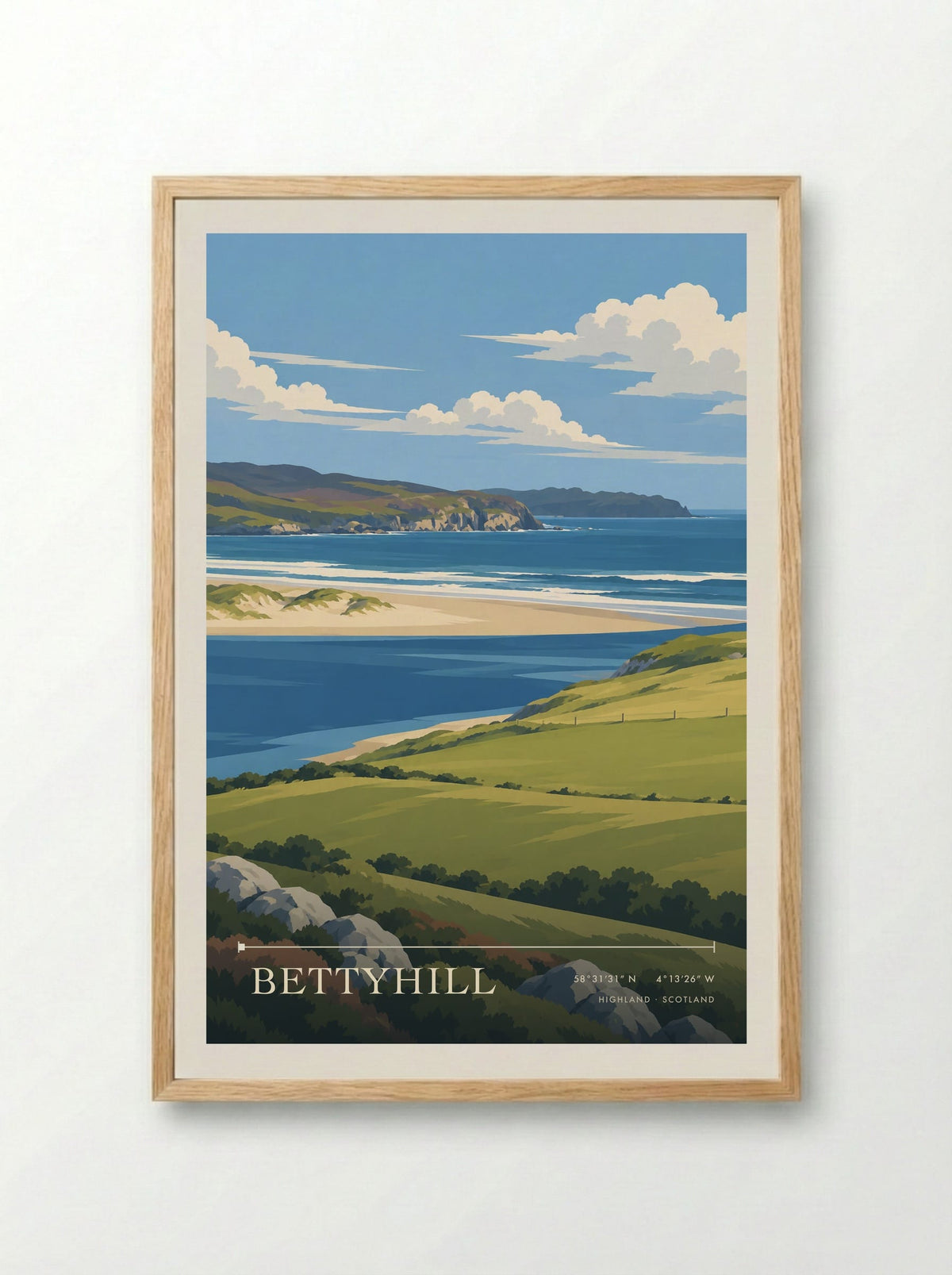 Bettyhill, Highland | Travel Poster - Framed Print Wood