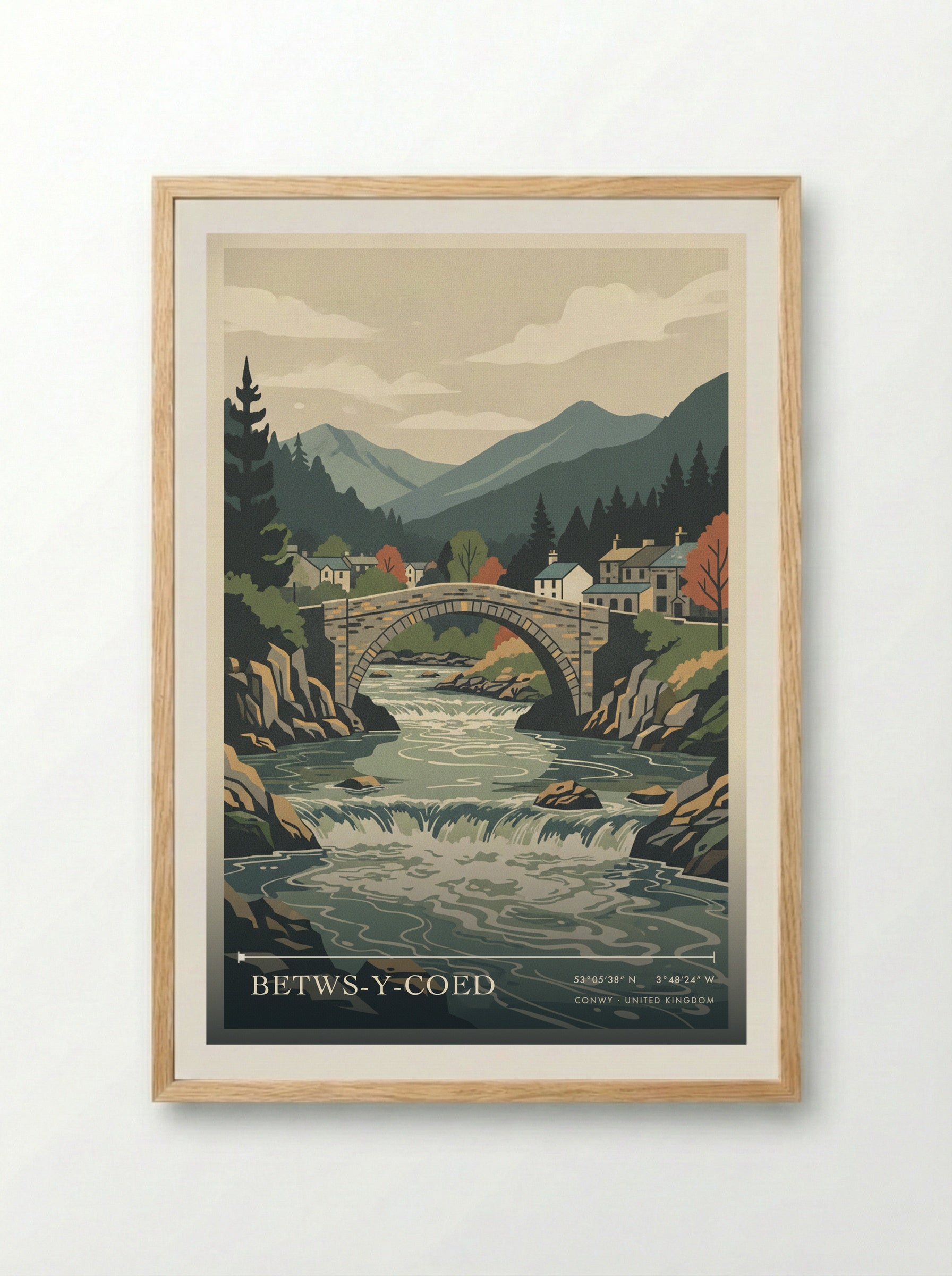 Betws-y-Coed Conwy United Kingdom Travel Poster - Framed Print Wood