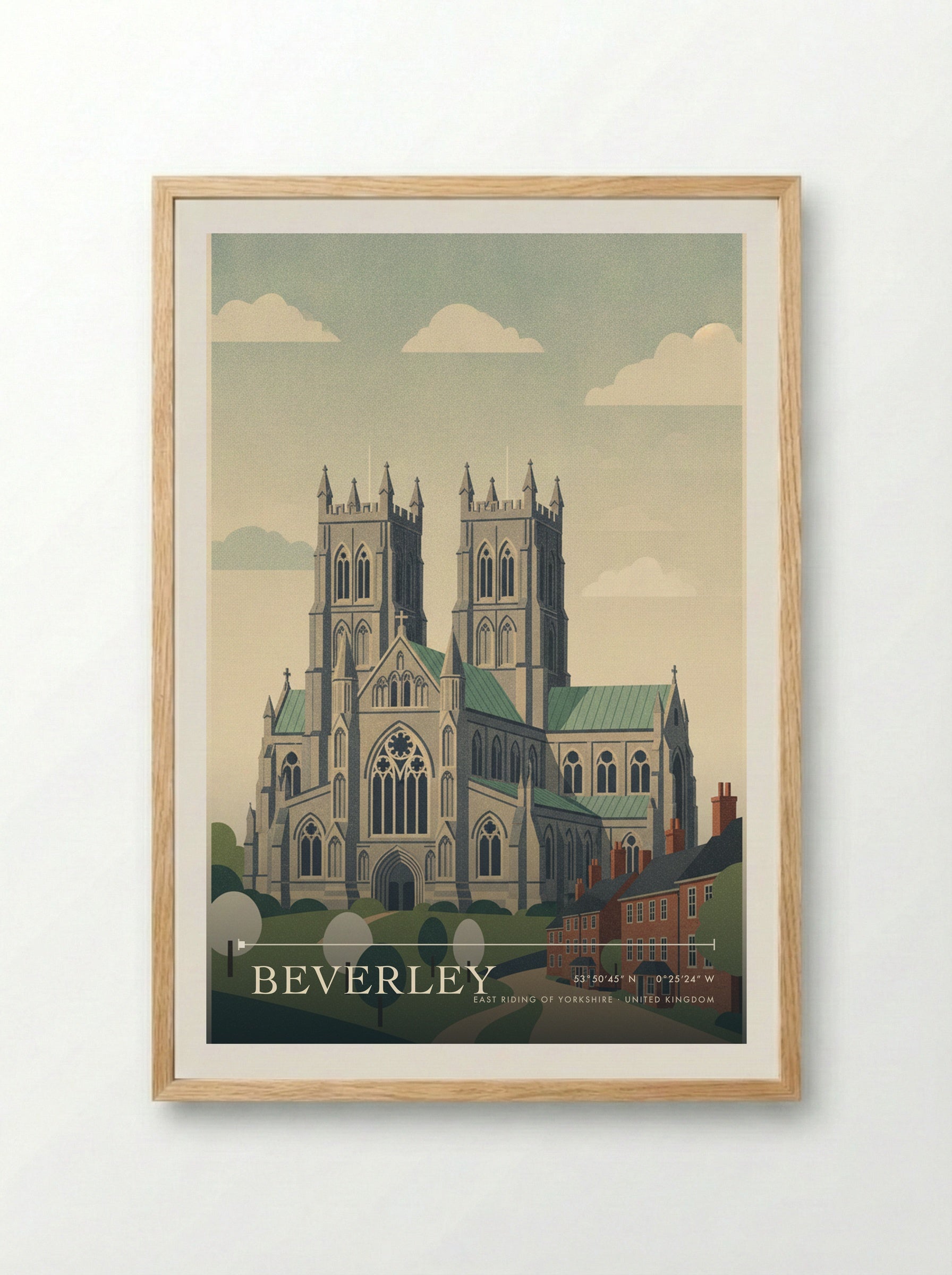 Beverley East Riding of Yorkshire United Kingdom Travel Poster - Framed Print Wood