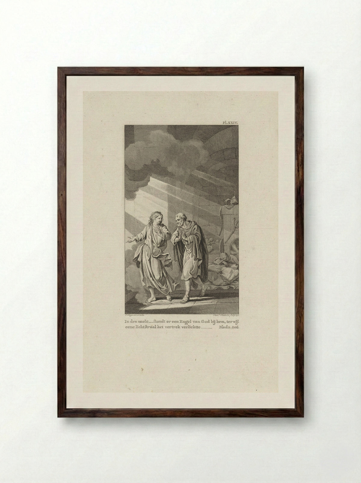 Bevrijding van Petrus uit de gevangenis - Fine Art Print - Framed Print Dark Wood
