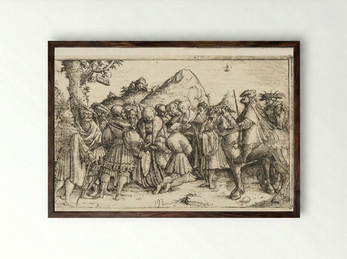 Bevrijding van een veroordeelde - Monogrammist CB met boom - Framed Print Dark Wood