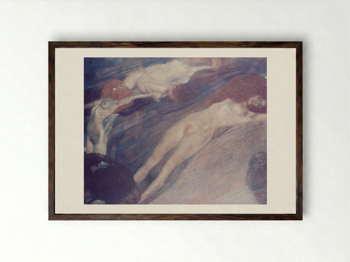 Bewegte Wasser - Gustav Klimt - Framed Print Dark Wood
