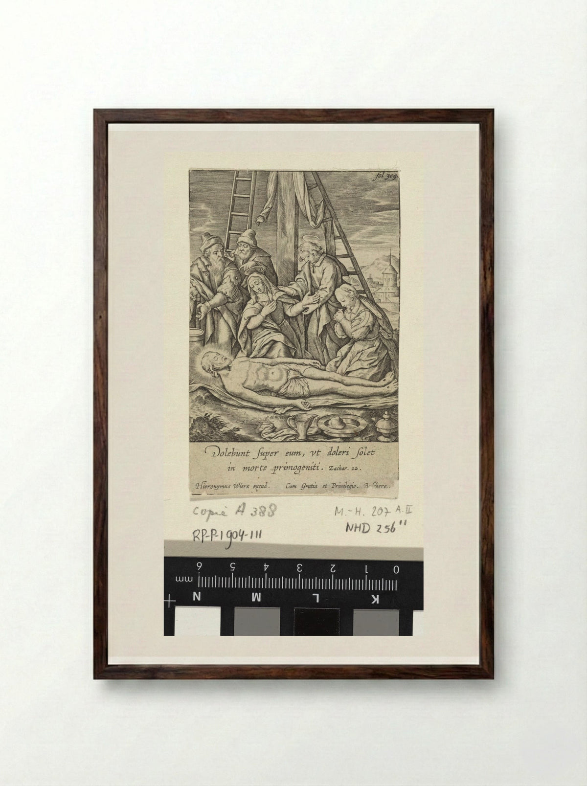 Bewening van Christus - Hieronymus Wierix - Framed Print Dark Wood