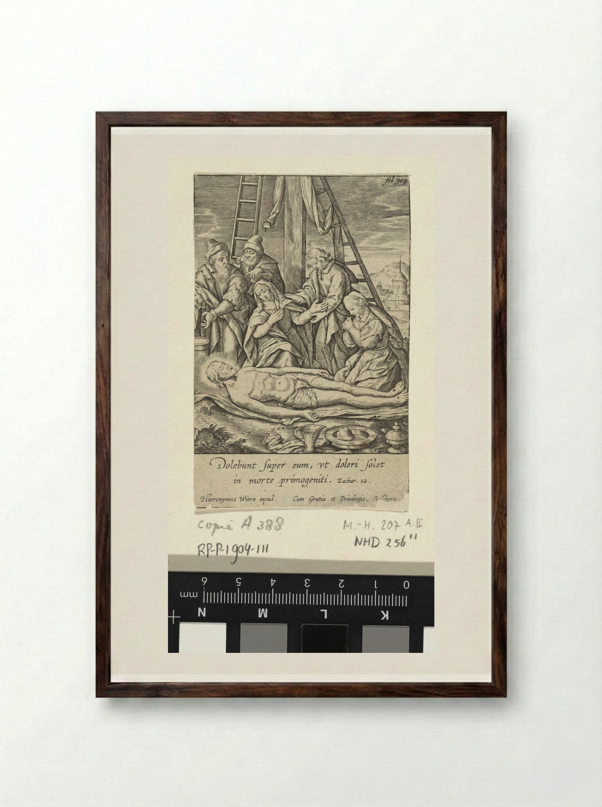 Bewening van Christus - Hieronymus Wierix - Framed Print Dark Wood