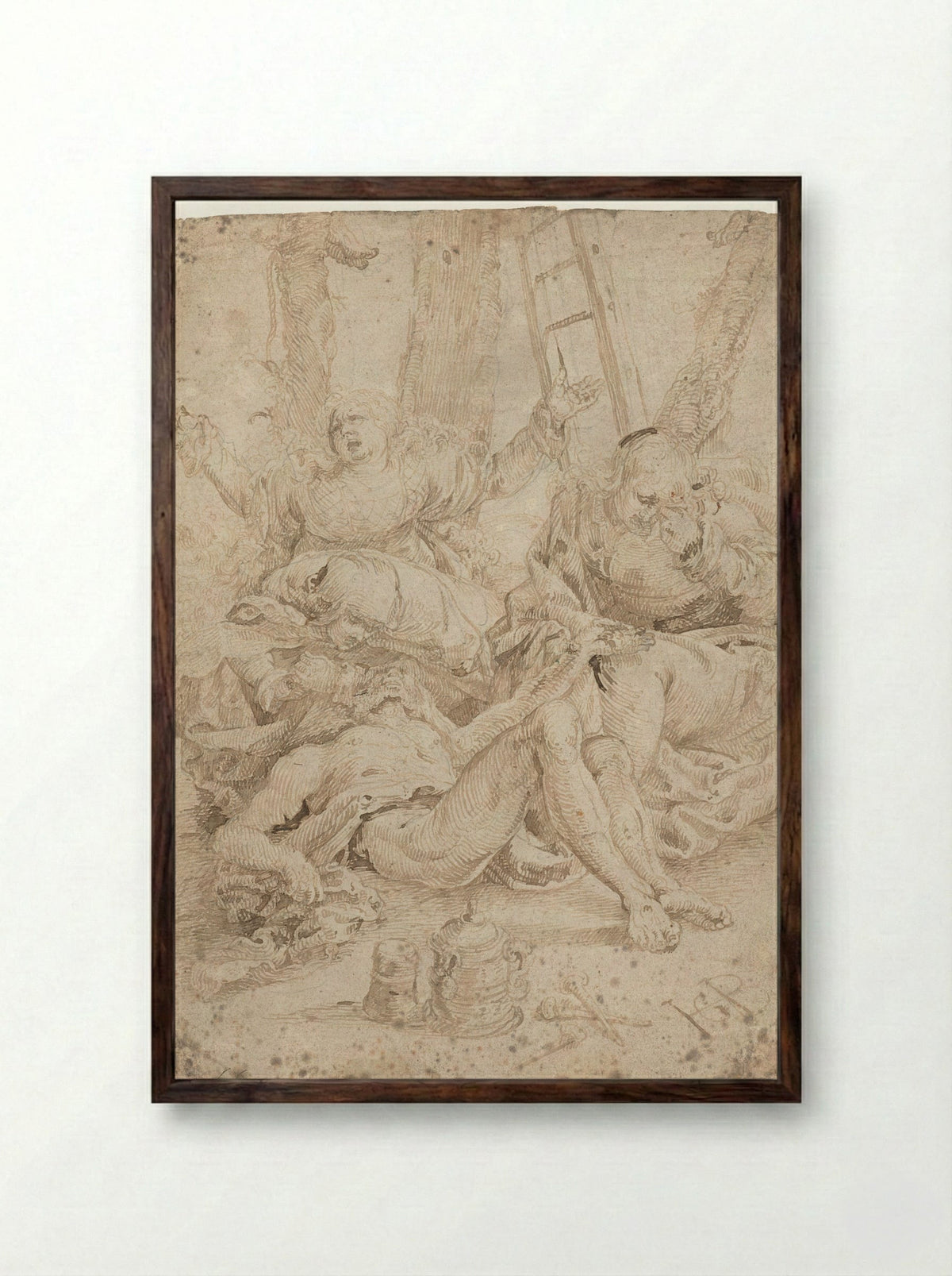 Bewening van Christus - Aertgen Claesz. van Leyden - Framed Print Dark Wood