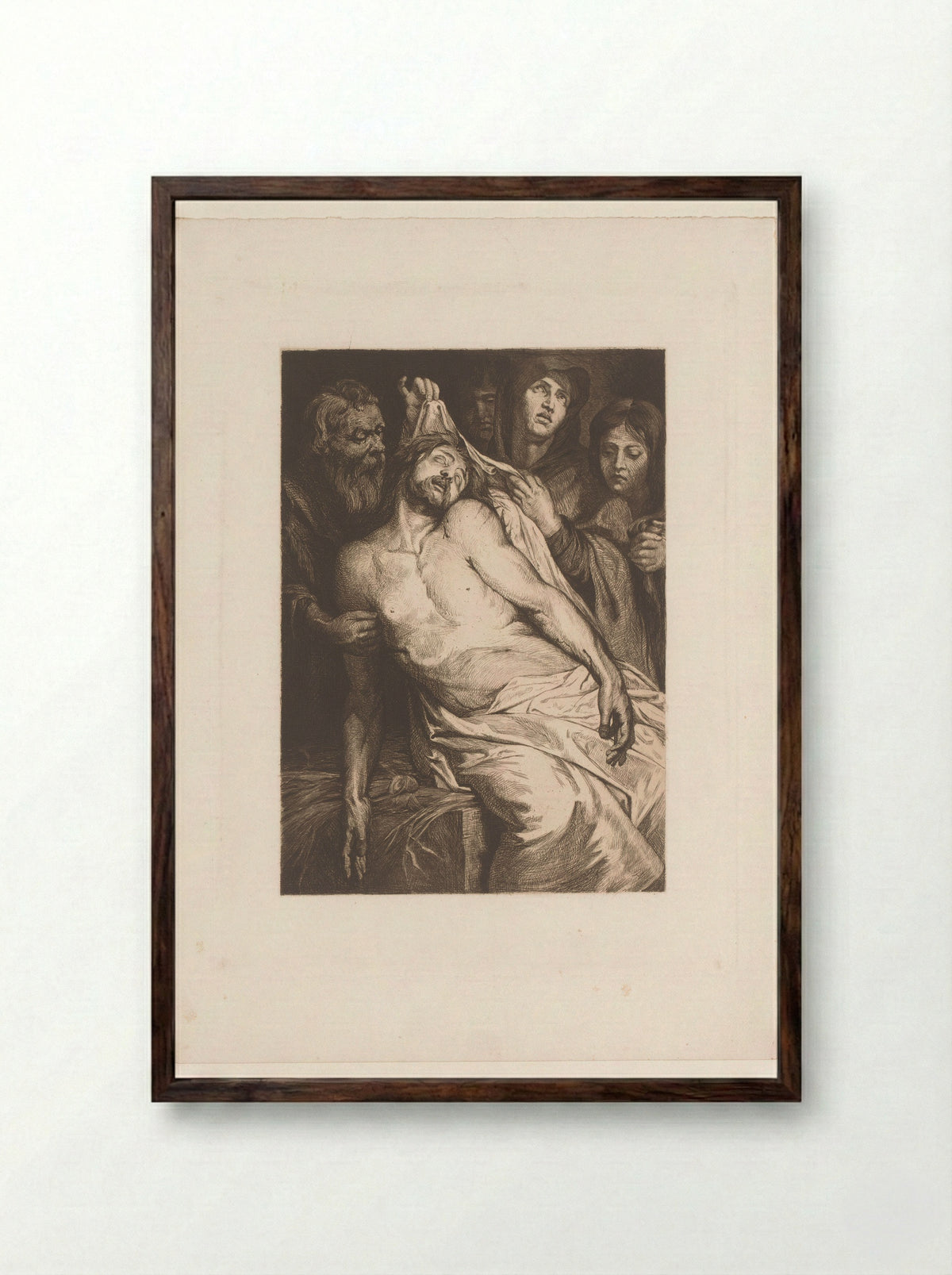 Bewening van Christus - Josué Dupon - Framed Print Dark Wood