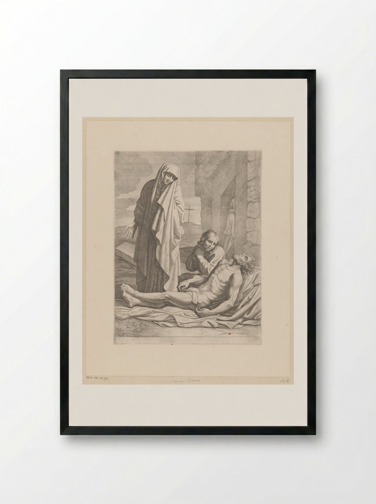 Bewening van Maria en Johannes - Pietro del Po - Framed Print Black