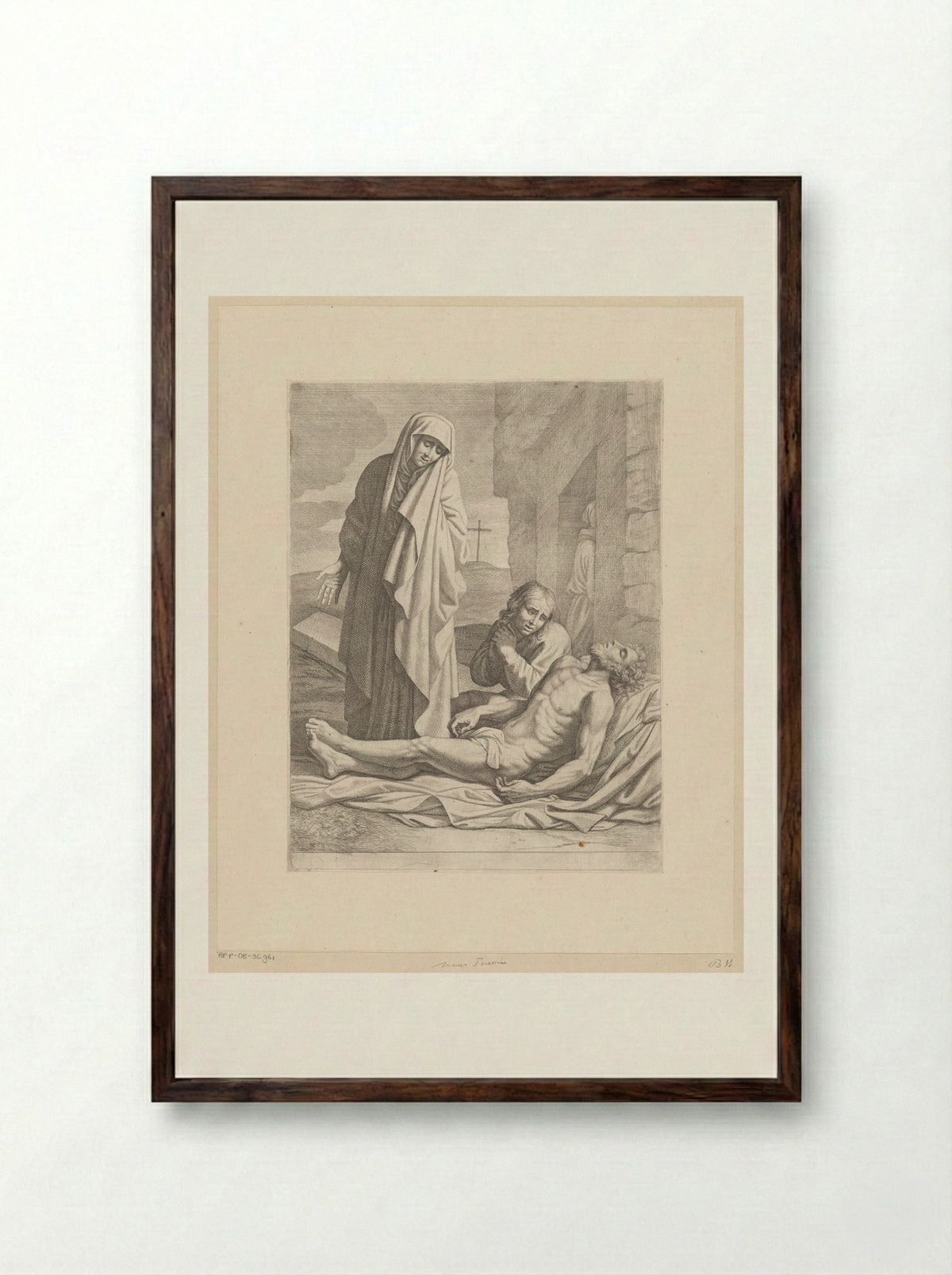 Bewening van Maria en Johannes - Pietro del Po - Framed Print Dark Wood