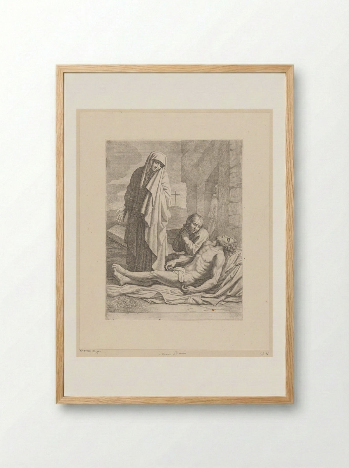 Bewening van Maria en Johannes - Pietro del Po - Framed Print Wood