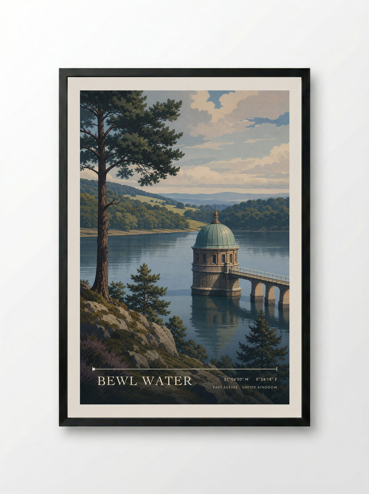 Bewl Water East Sussex United Kingdom Travel Poster - Framed Print Black