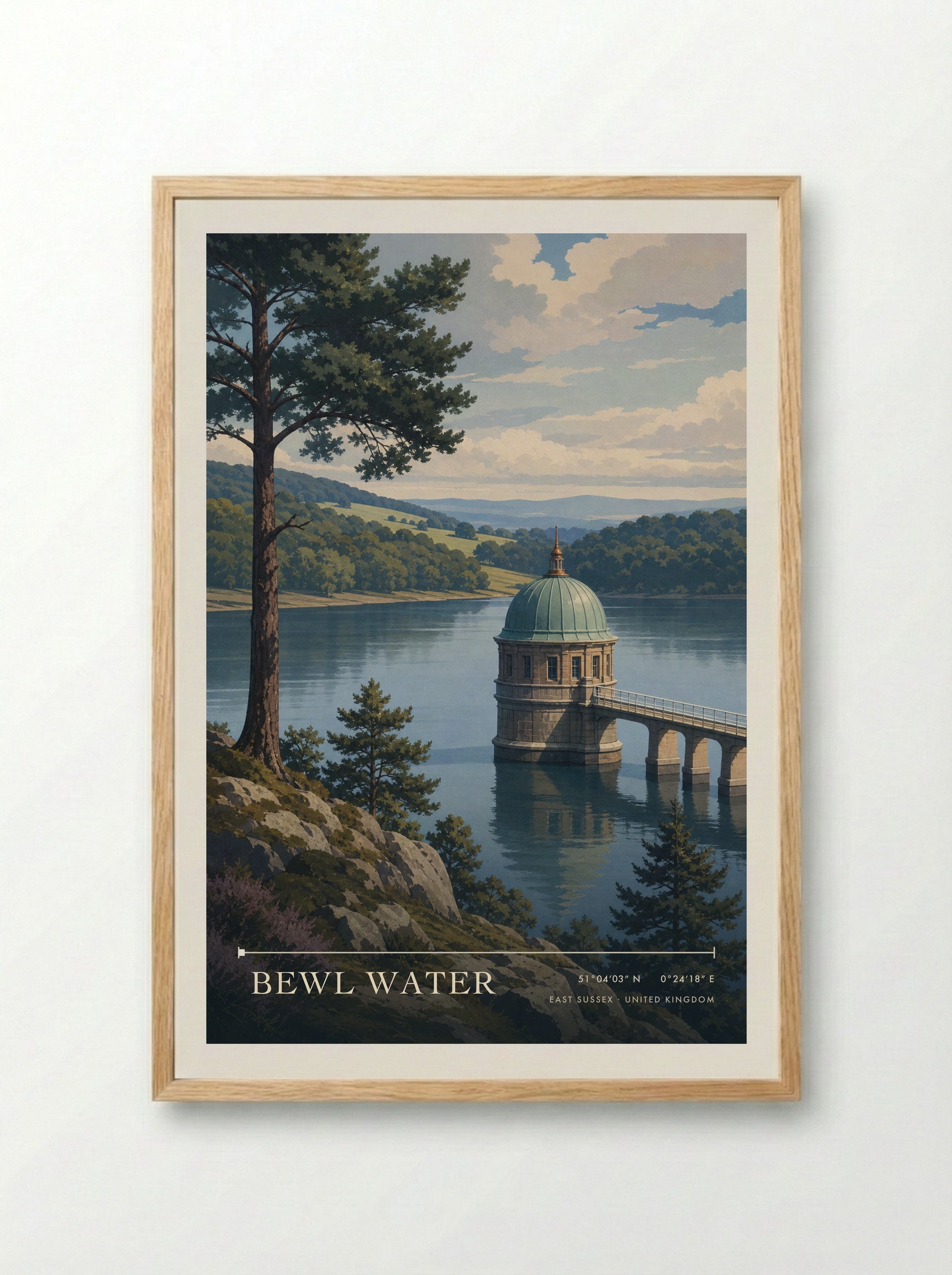 Bewl Water East Sussex United Kingdom Travel Poster - Framed Print Wood