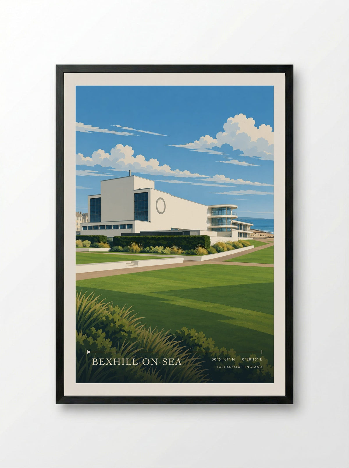 Bexhill-on-Sea, East Sussex | Travel Poster - Framed Print Black