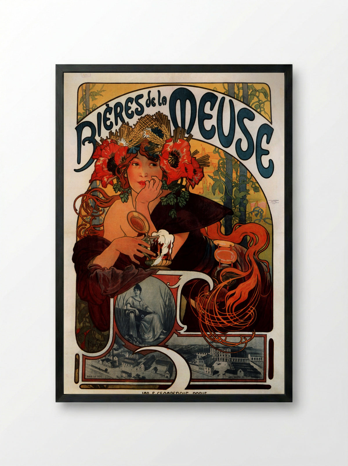 Bières de la Meuse - Alphonse Mucha - Framed Print Black