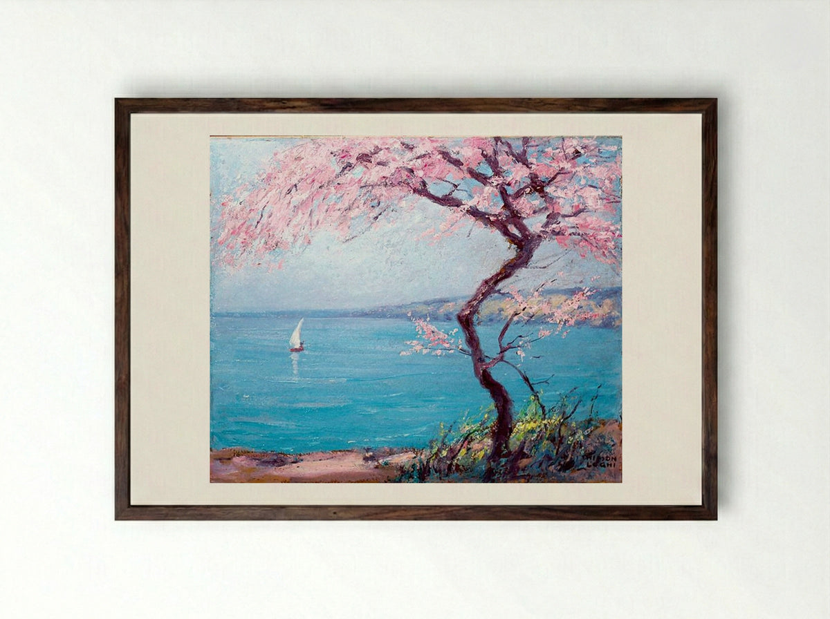 Biarritz Beach - Kimon Loghi - Framed Print Dark Wood