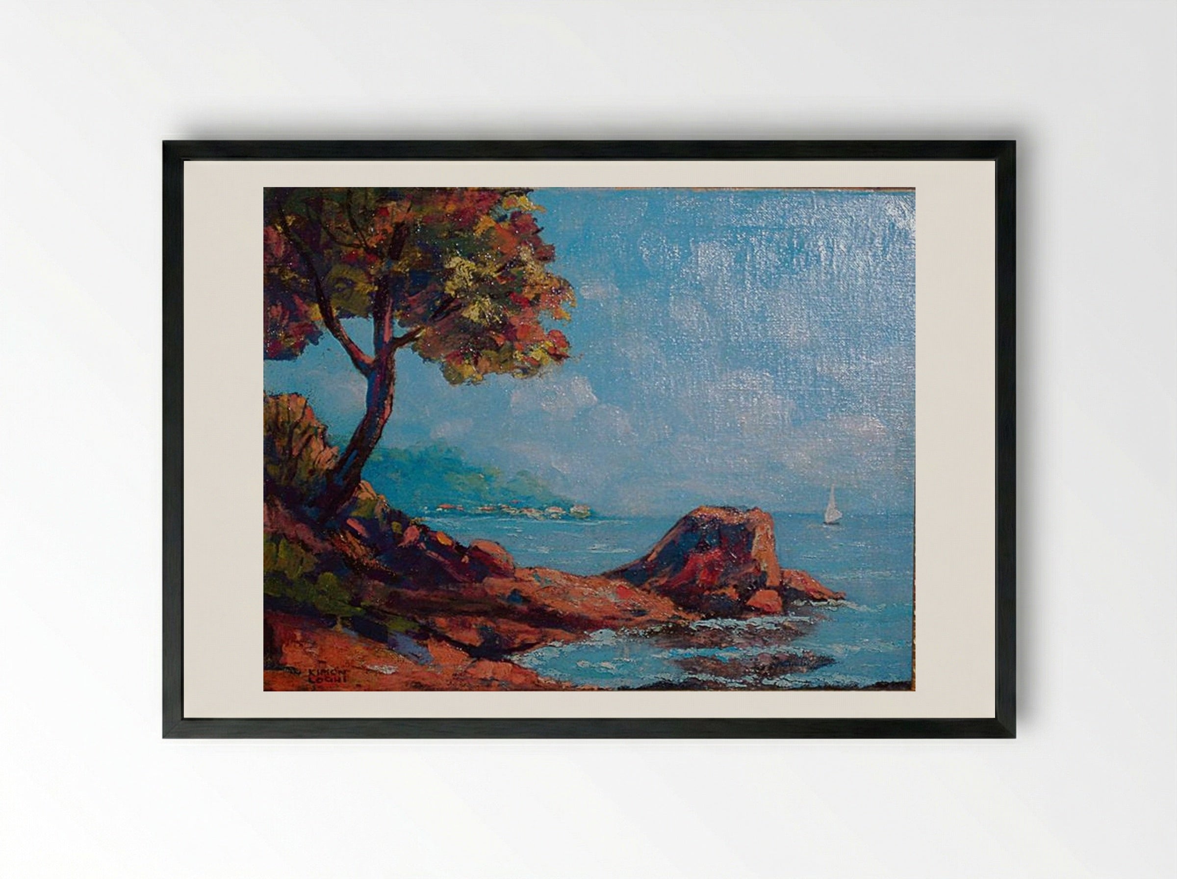 Biarritz Cliffs - Kimon Loghi - Framed Print Black