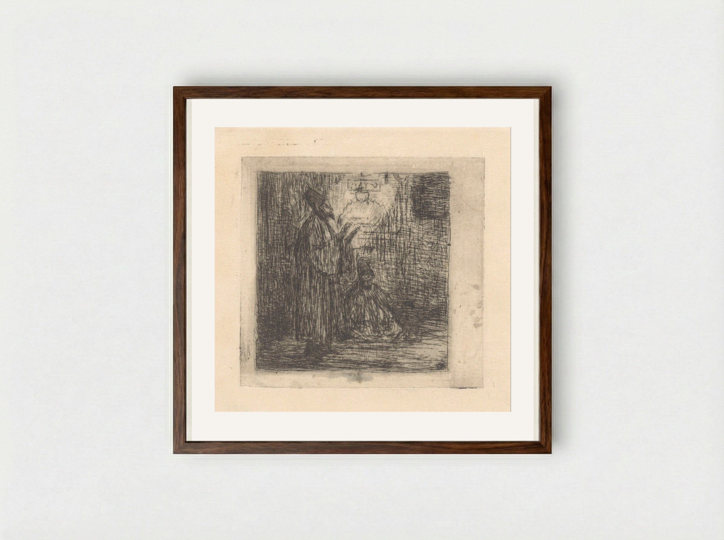 Biddende derwisjen - Marius Bauer - Framed Print Dark Wood