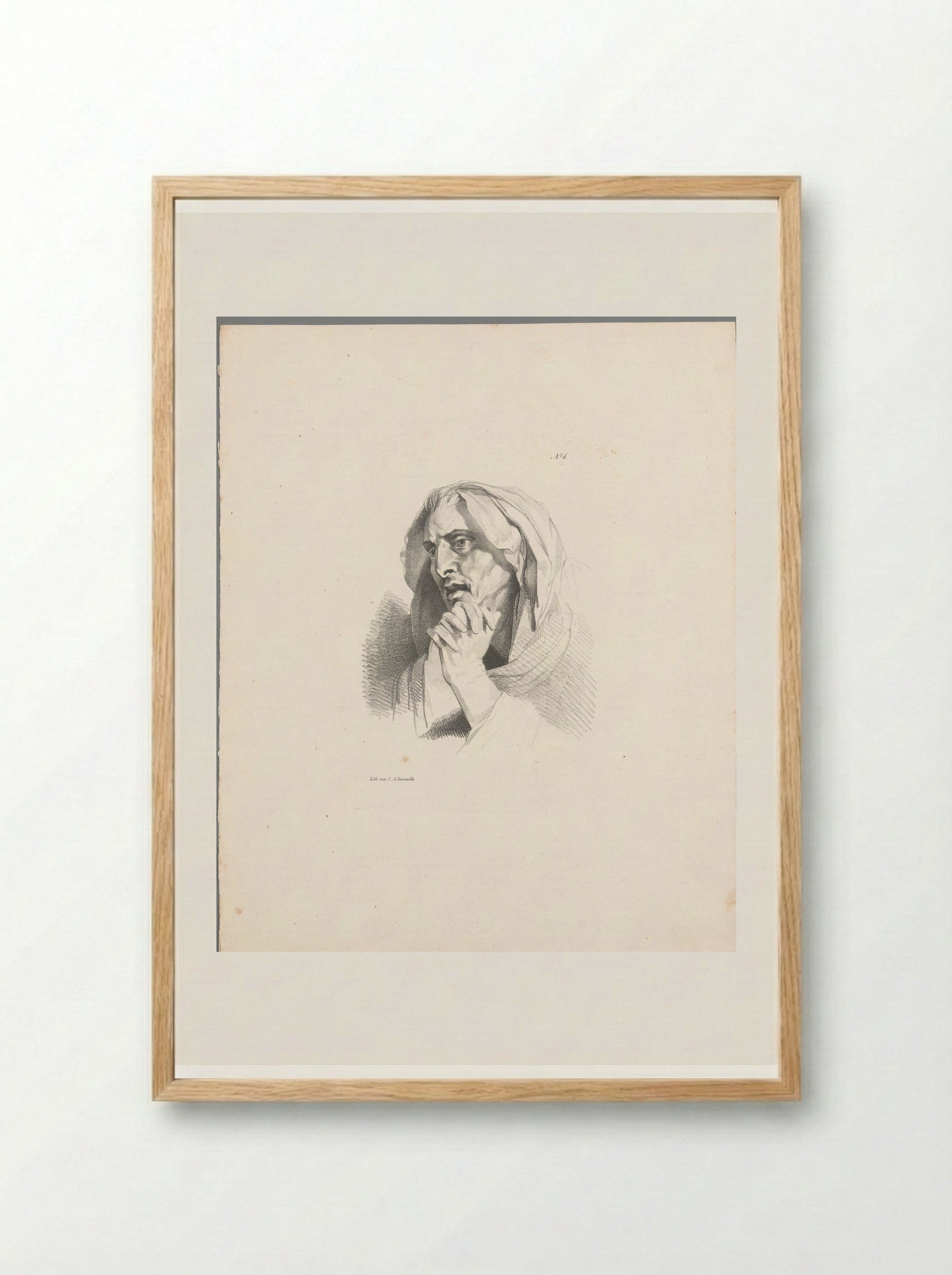 Biddende man (Praying Man) - Jean Augustin Daiwaille - Framed Print Wood