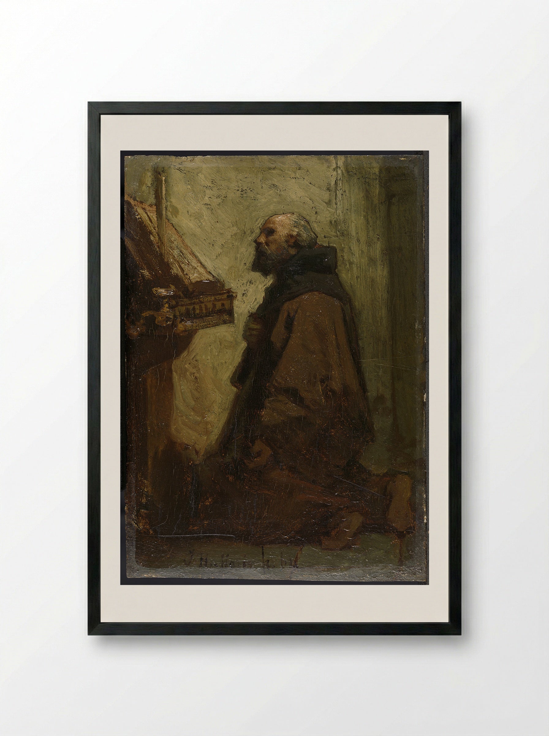 Biddende monnik (Praying Monk) - Jacob Maris - Framed Print Black