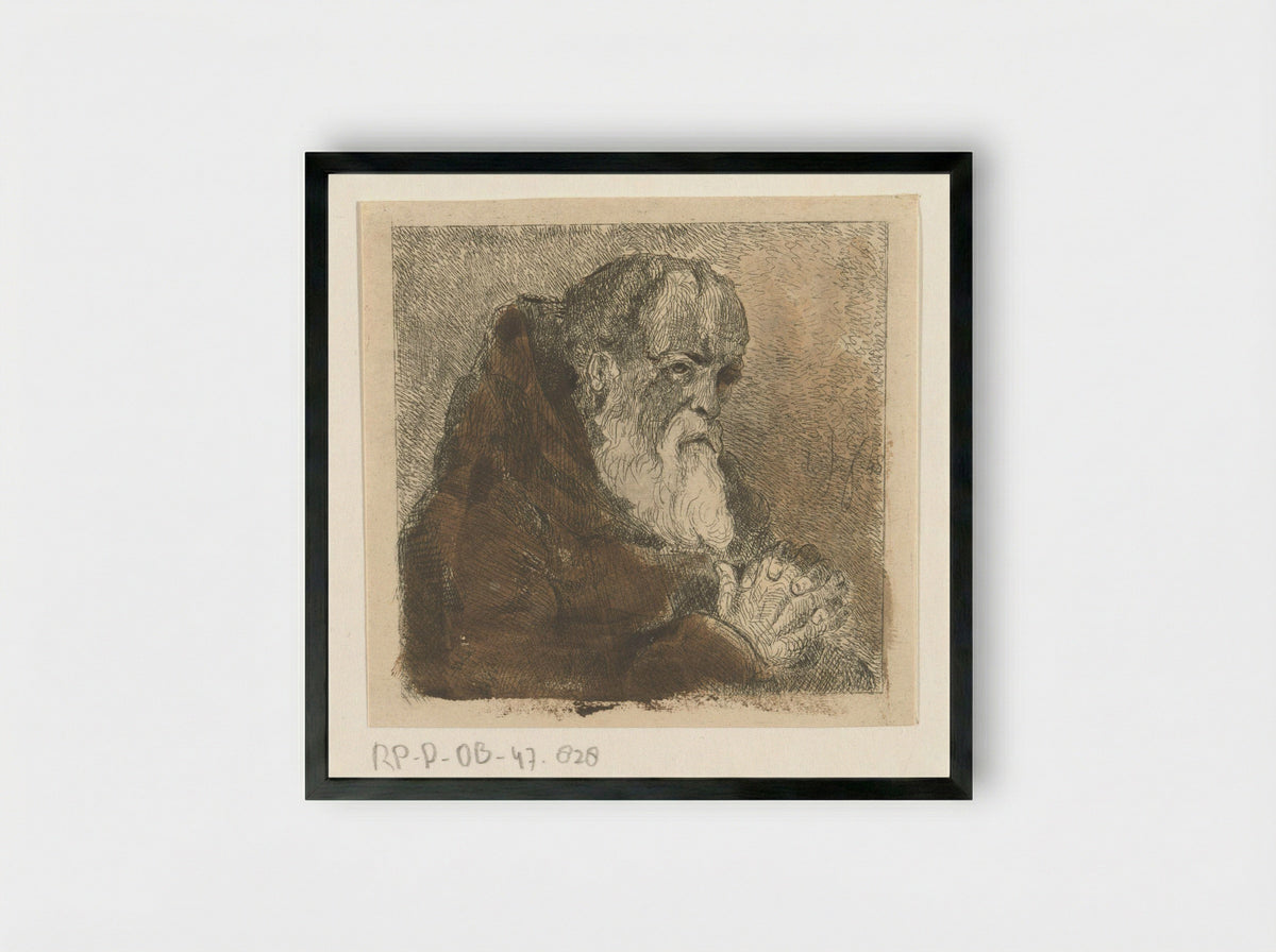 Biddende monnik (Praying Monk) - Jan Karel Jacob de Jonge - Framed Print Black