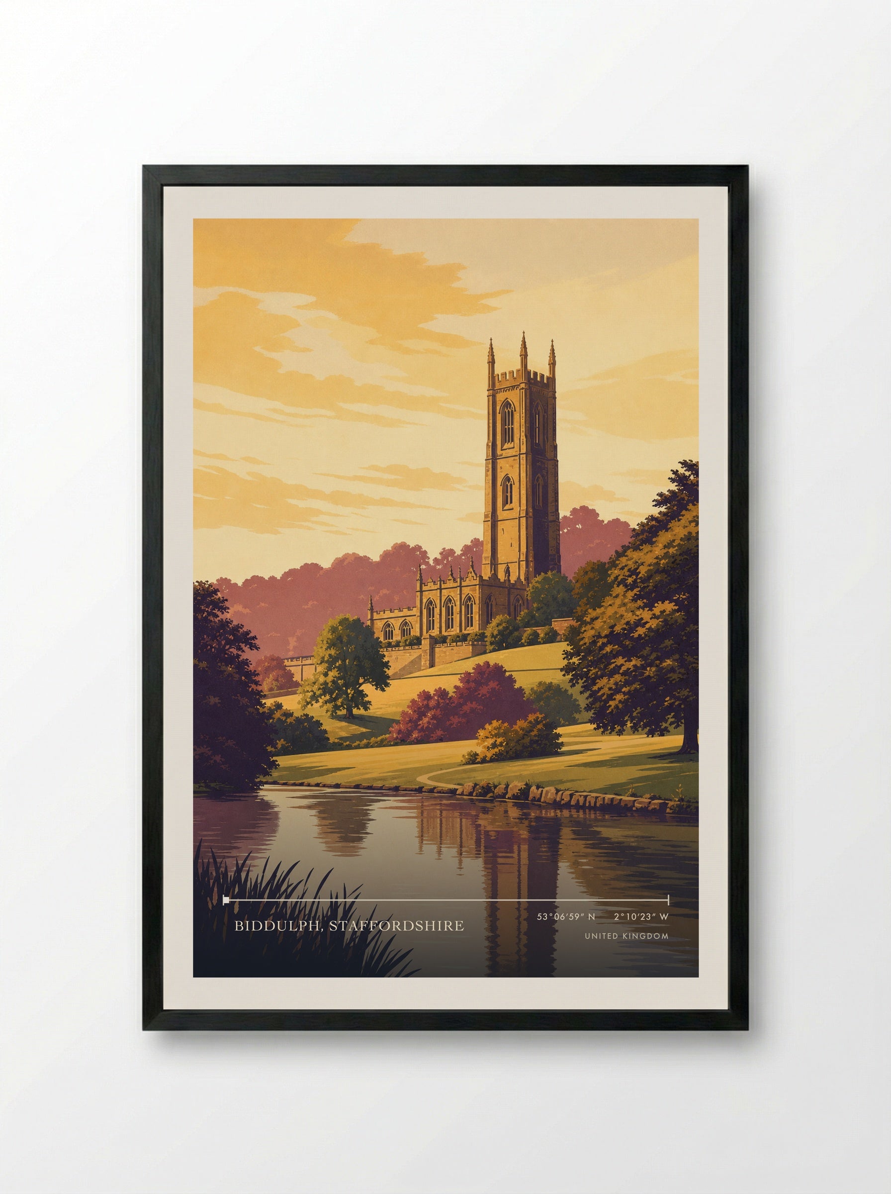 Biddulph, Staffordshire United Kingdom Travel Poster - Framed Print Black