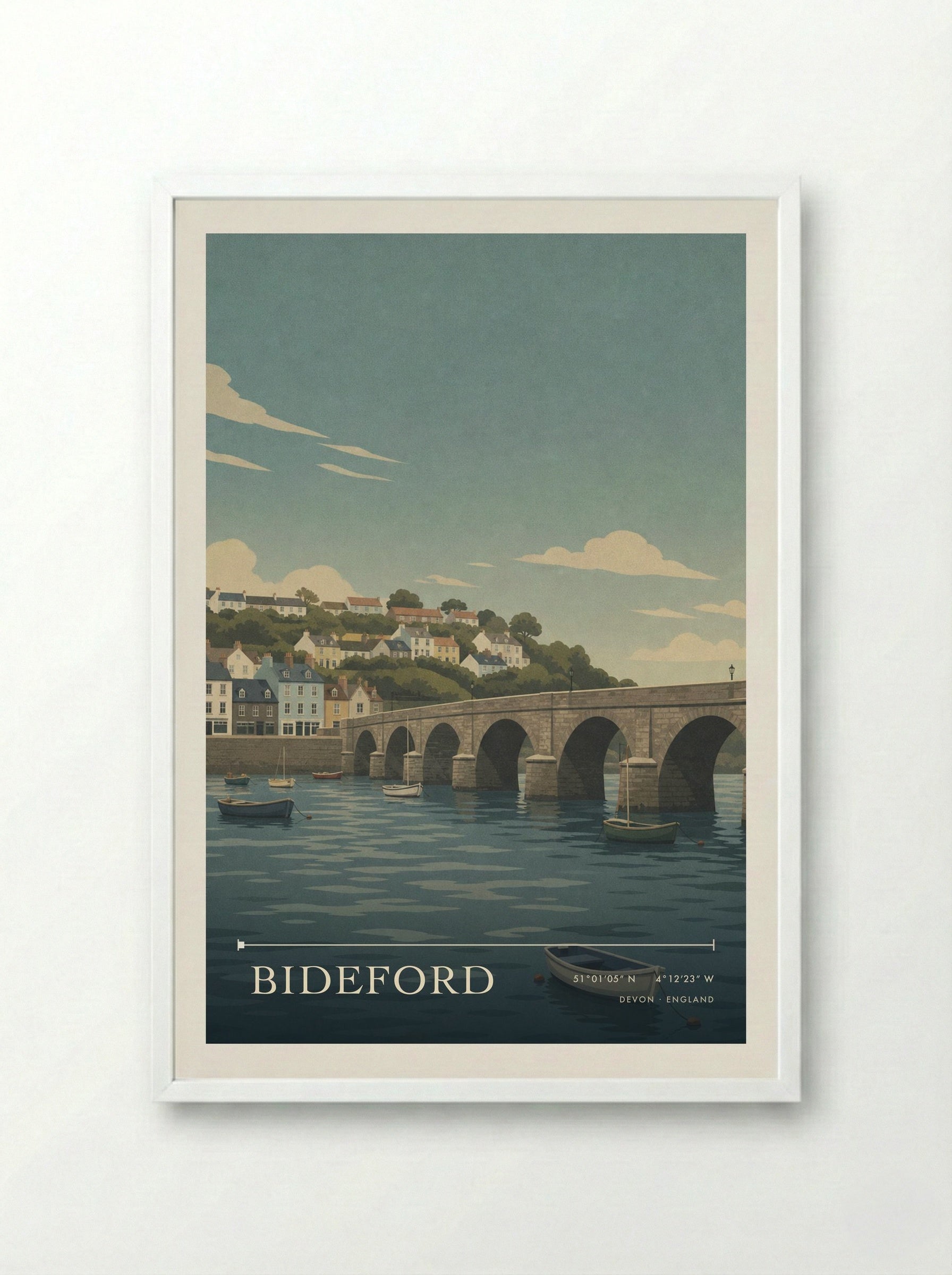 Bideford Devon England Travel Poster - Framed Print White