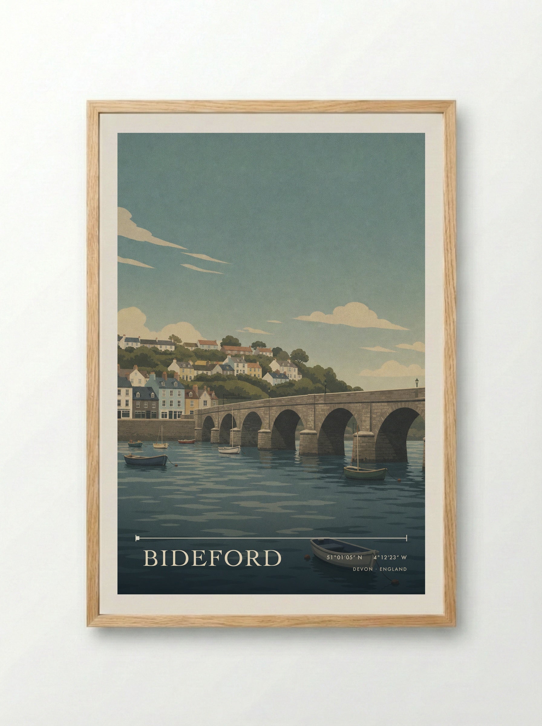Bideford Devon England Travel Poster - Framed Print Wood