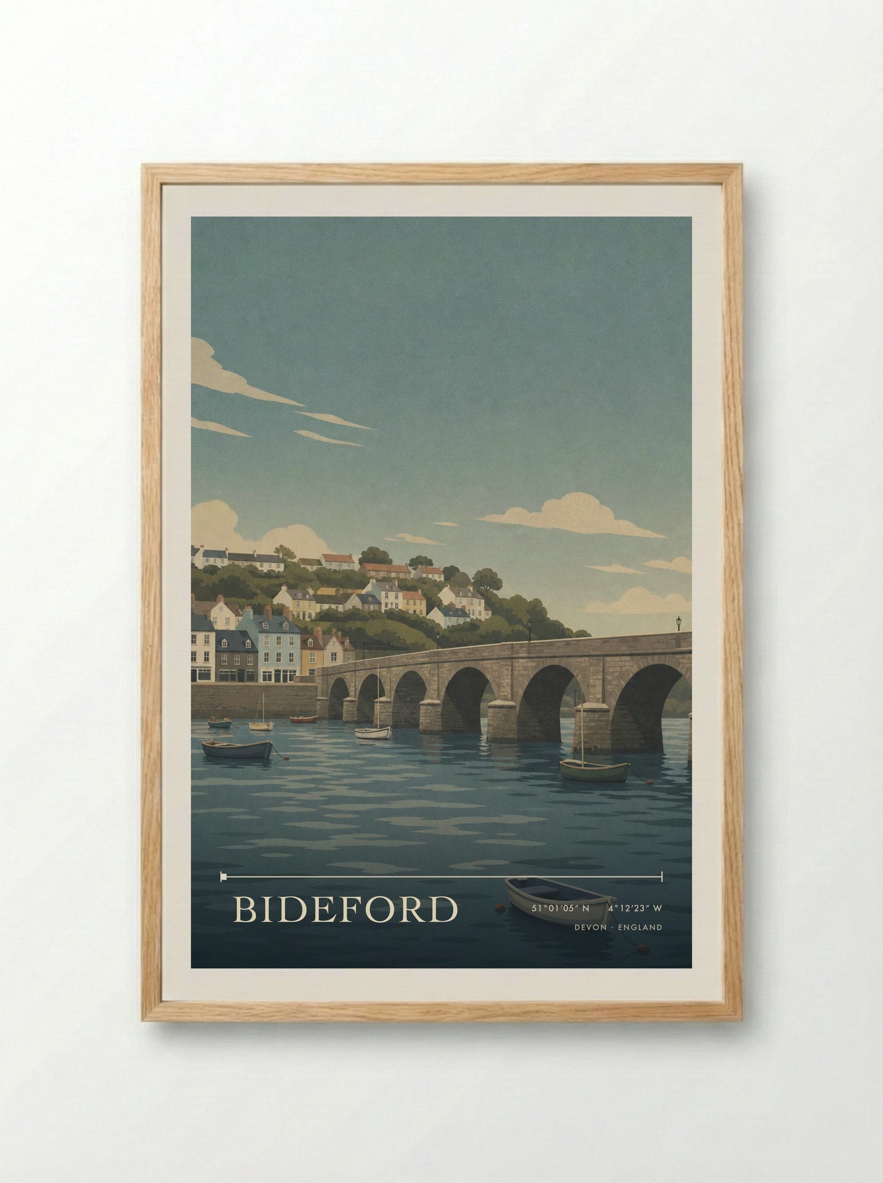 Bideford Devon England Travel Poster - Framed Print Wood