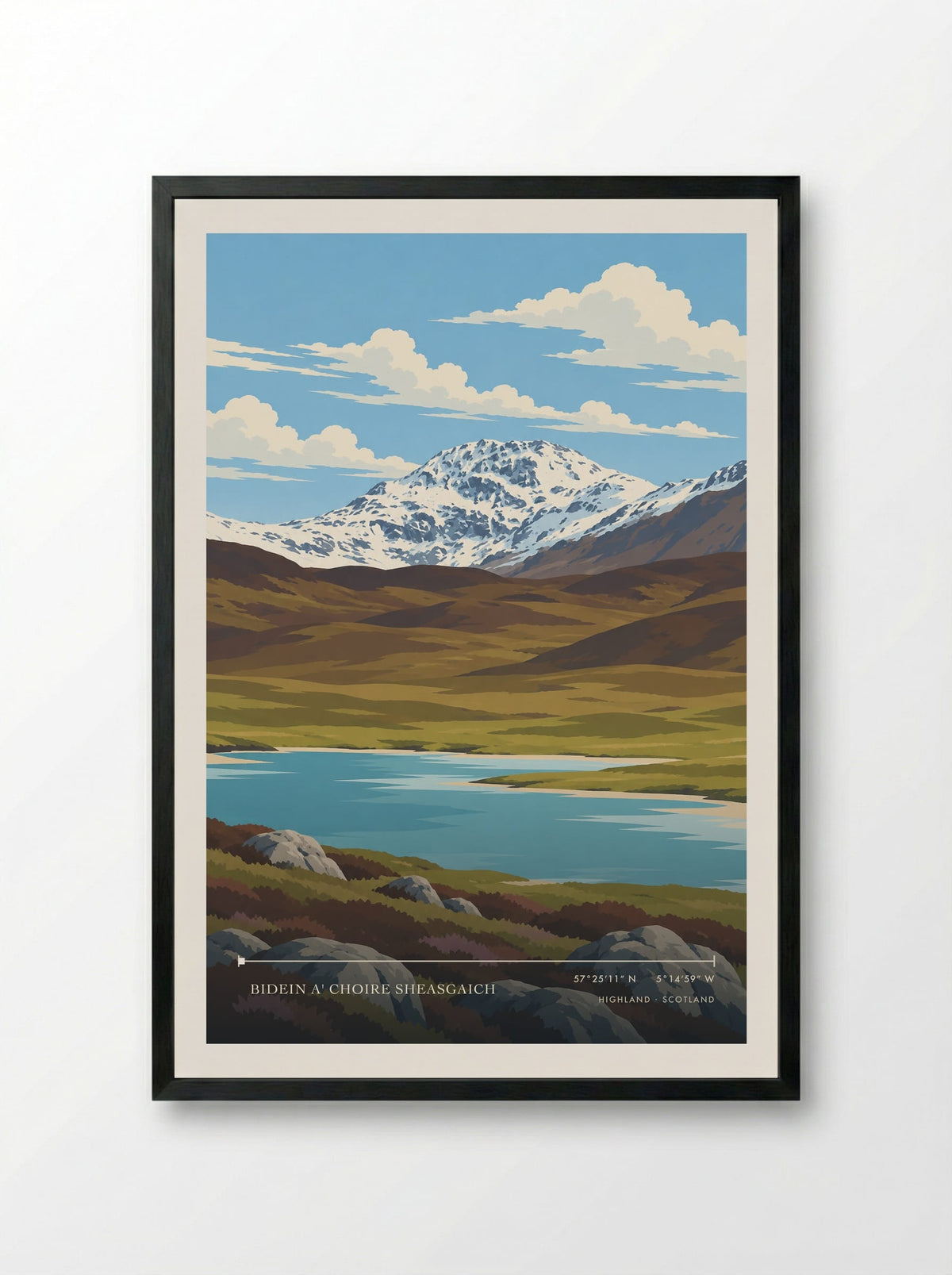 Bidein a' Choire Sheasgaich, Highland | Travel Poster - Framed Print Black