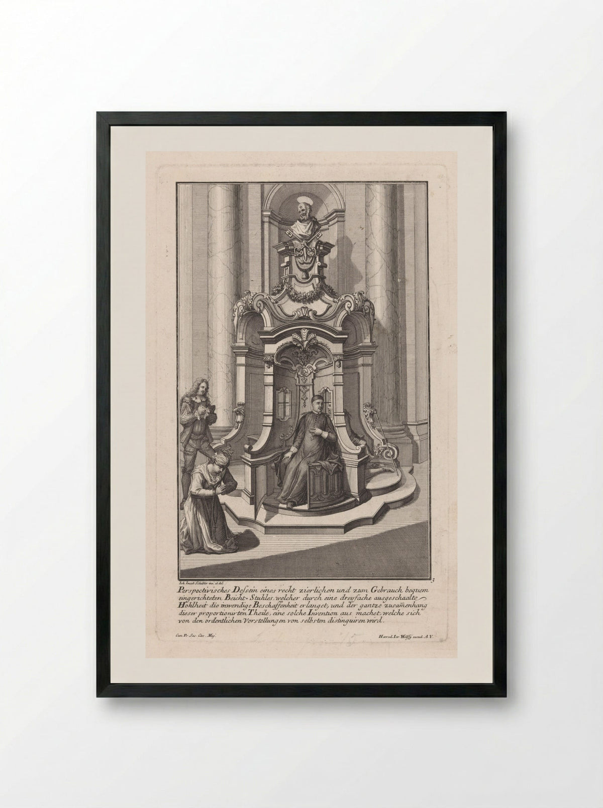 Biechtstoel met Petrus - Georg Lichtensteger - Framed Print Black