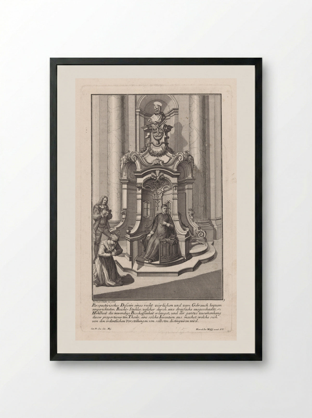 Biechtstoel met Petrus - Georg Lichtensteger - Framed Print Black