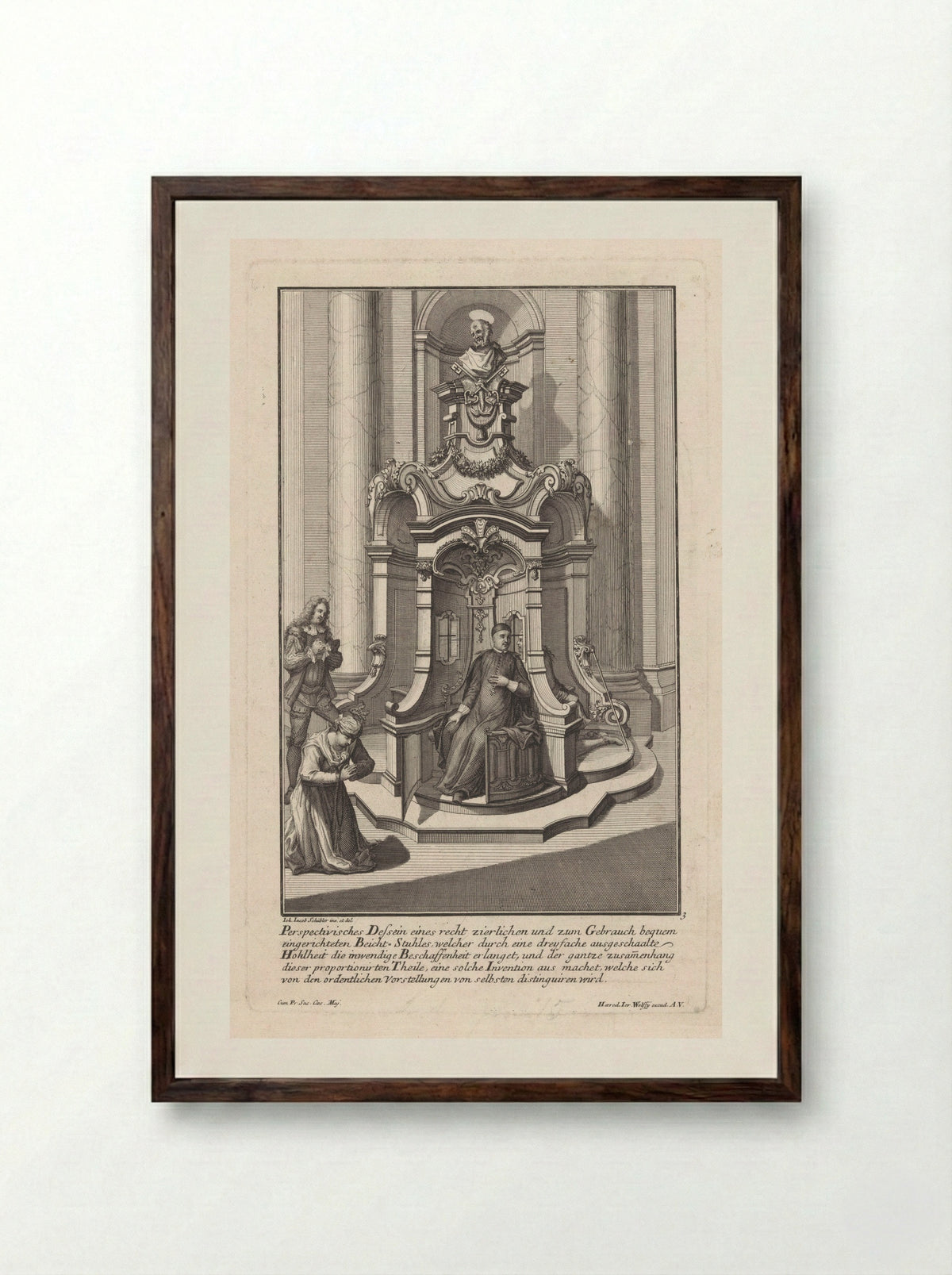 Biechtstoel met Petrus - Georg Lichtensteger - Framed Print Dark Wood