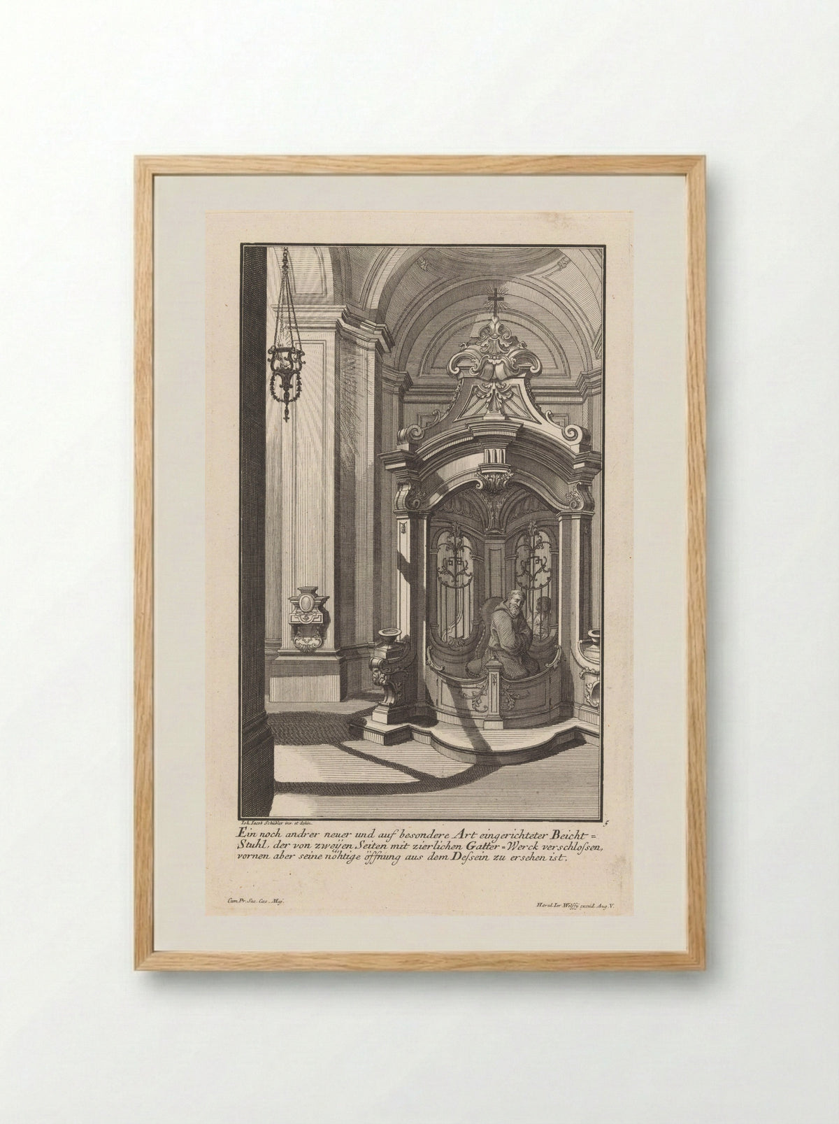 Biechtstoel met monnik (Confessional with Monk) - Georg Lichtensteger - Framed Print Wood