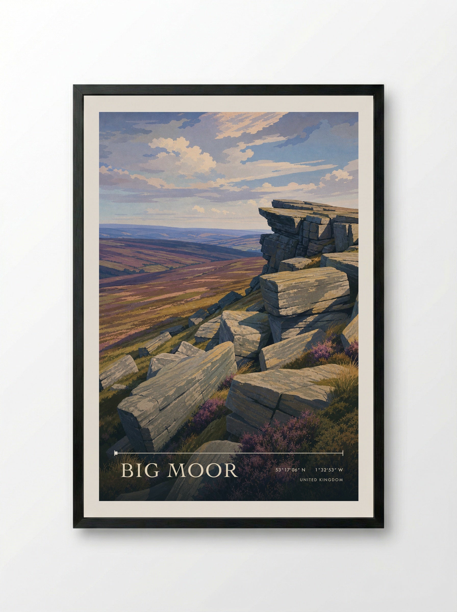 Big Moor United Kingdom Travel Poster - Framed Print Black